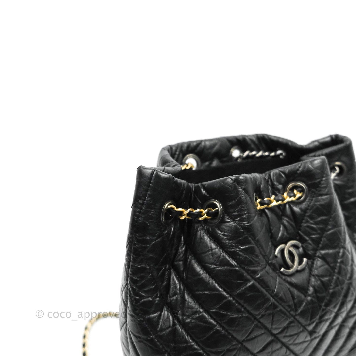 Chanel Chevron Small Gabrielle Backpack Black Aged Calfskin