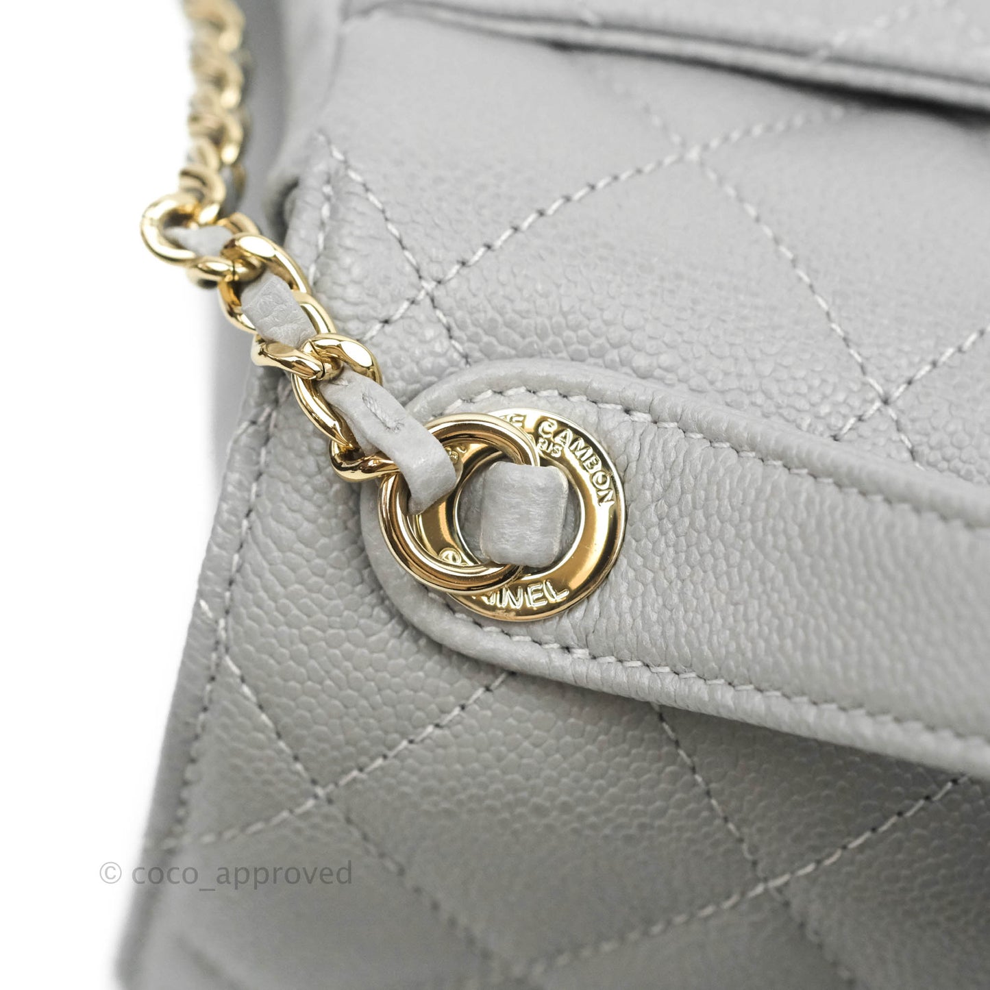 Chanel Quilted Small Business Affinity Flap Grey Caviar Gold Hardware