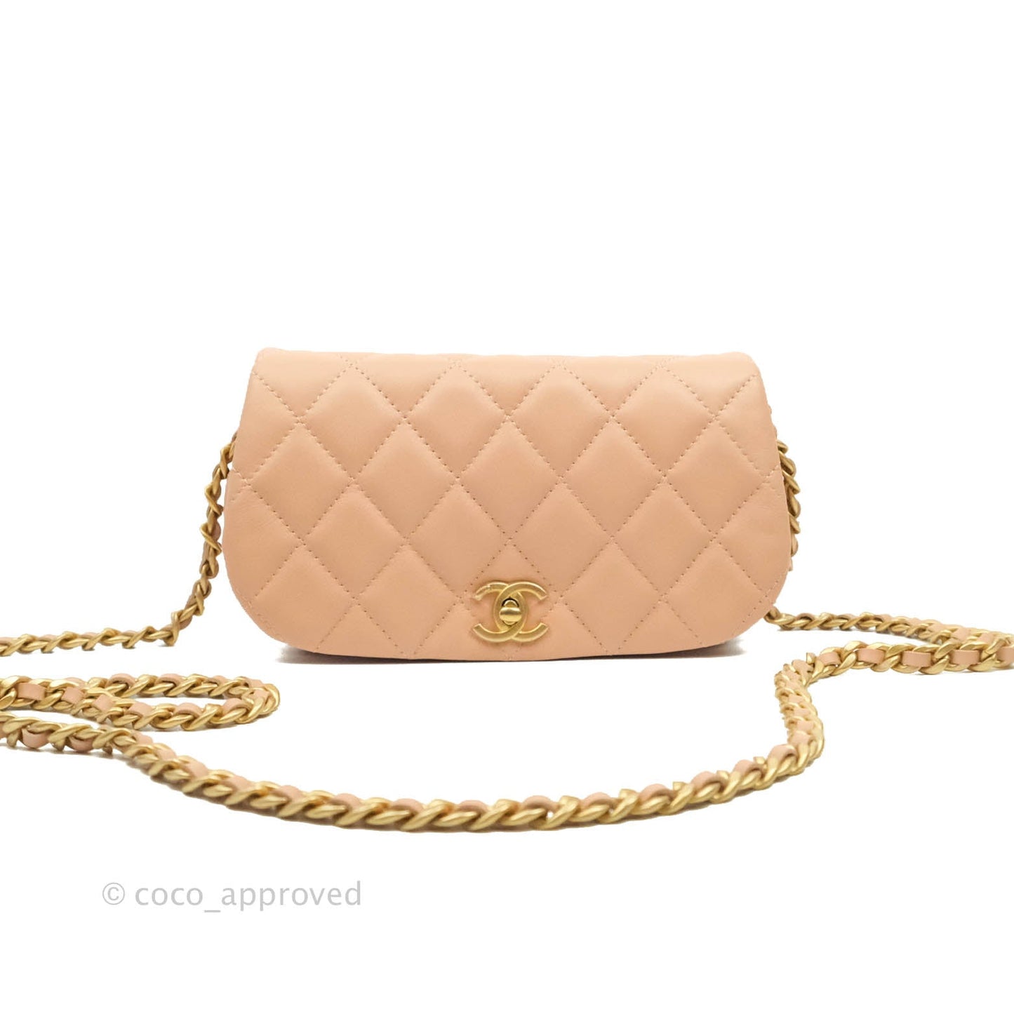Chanel Clutch with Chain Beige Pink Calfskin Aged Gold Hardware