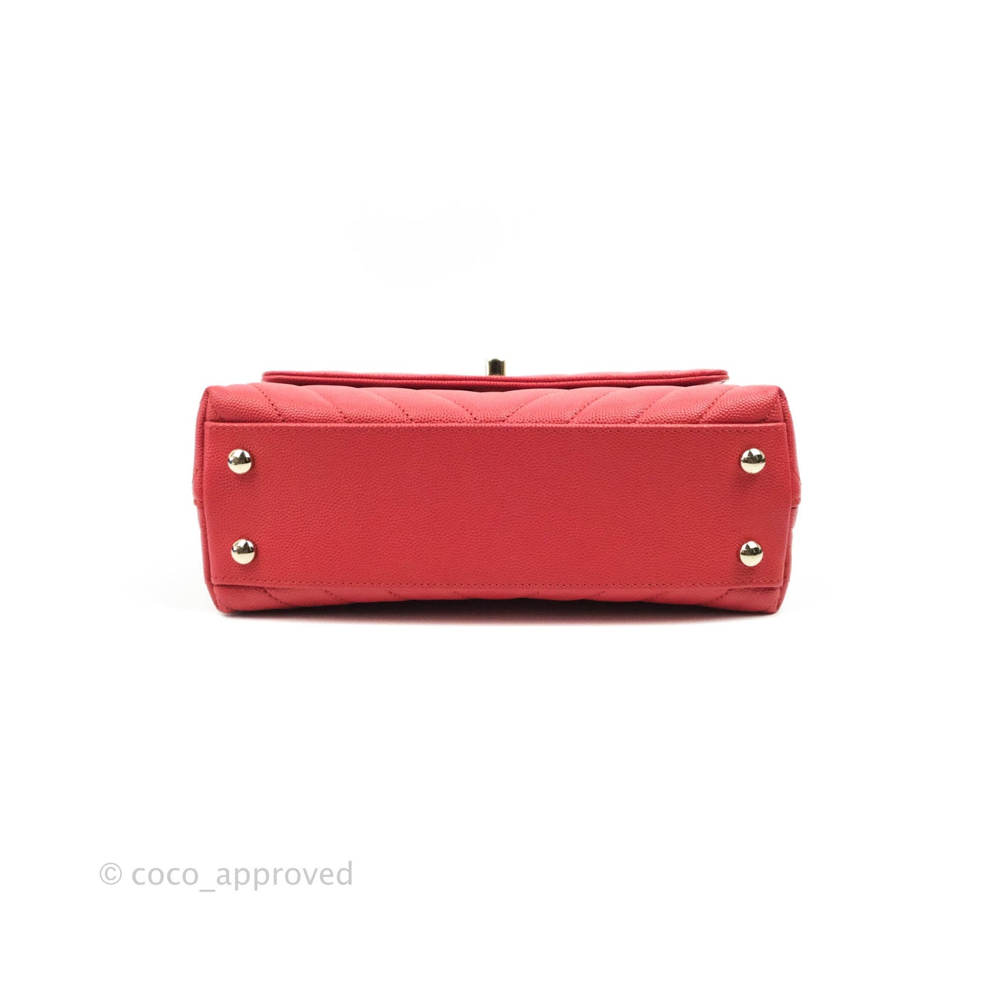 Chanel Small Coco Handle Chevron Red Caviar Gold Hardware 20P