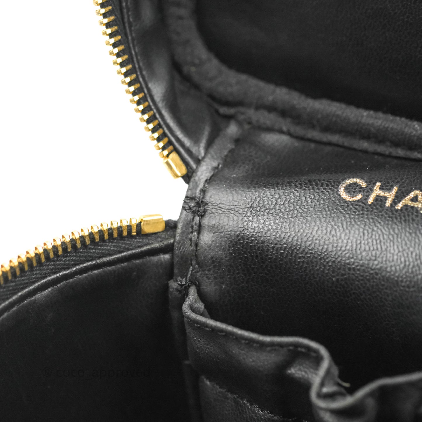 Chanel Vintage Vanity Case Black Caviar Gold Hardware