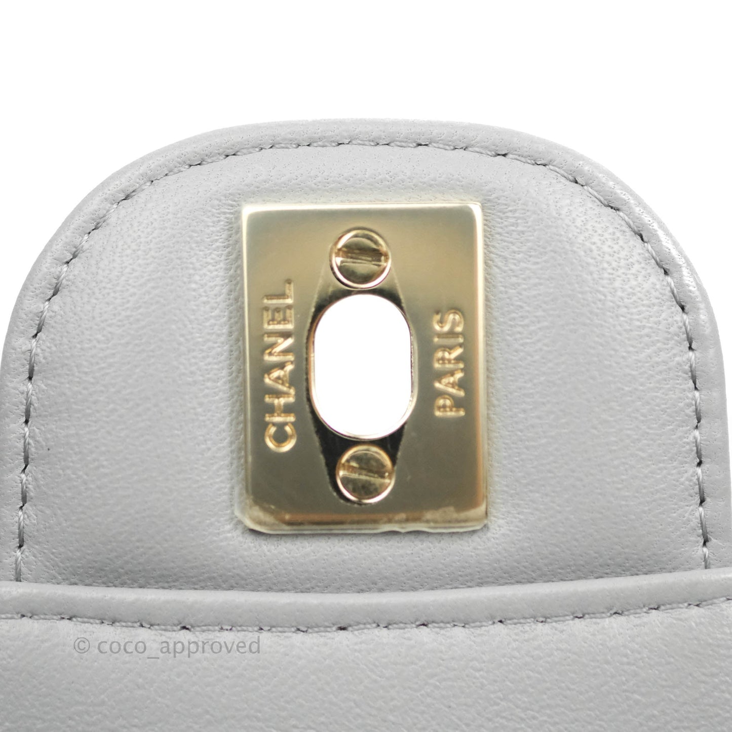 Chanel Chevron Mini Rectangular Flap Grey Lambskin Gold Hardware 20S