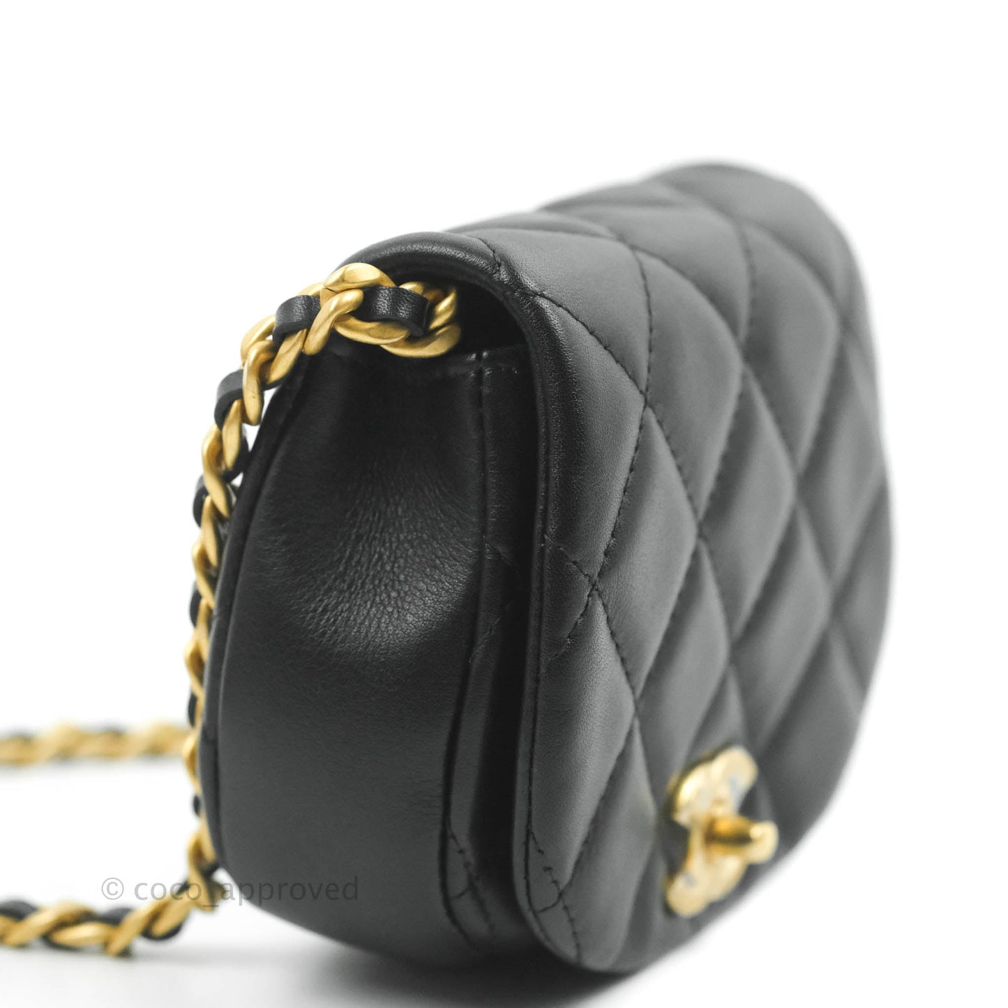 Chanel Mini Clutch with Chain Black Calfskin Aged Gold Hardware