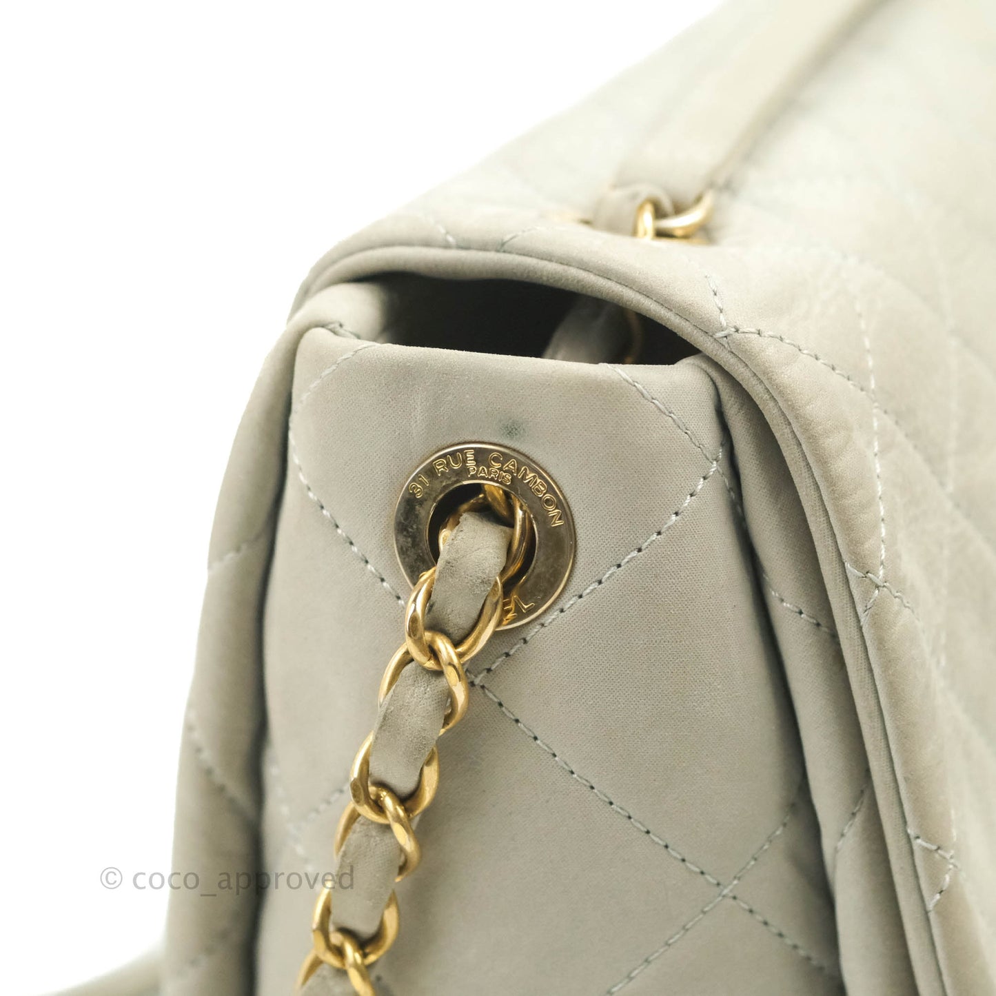 Chanel Iridescent Calfskin Quilted Chic Quilt Flap Grey Gold Hardware
