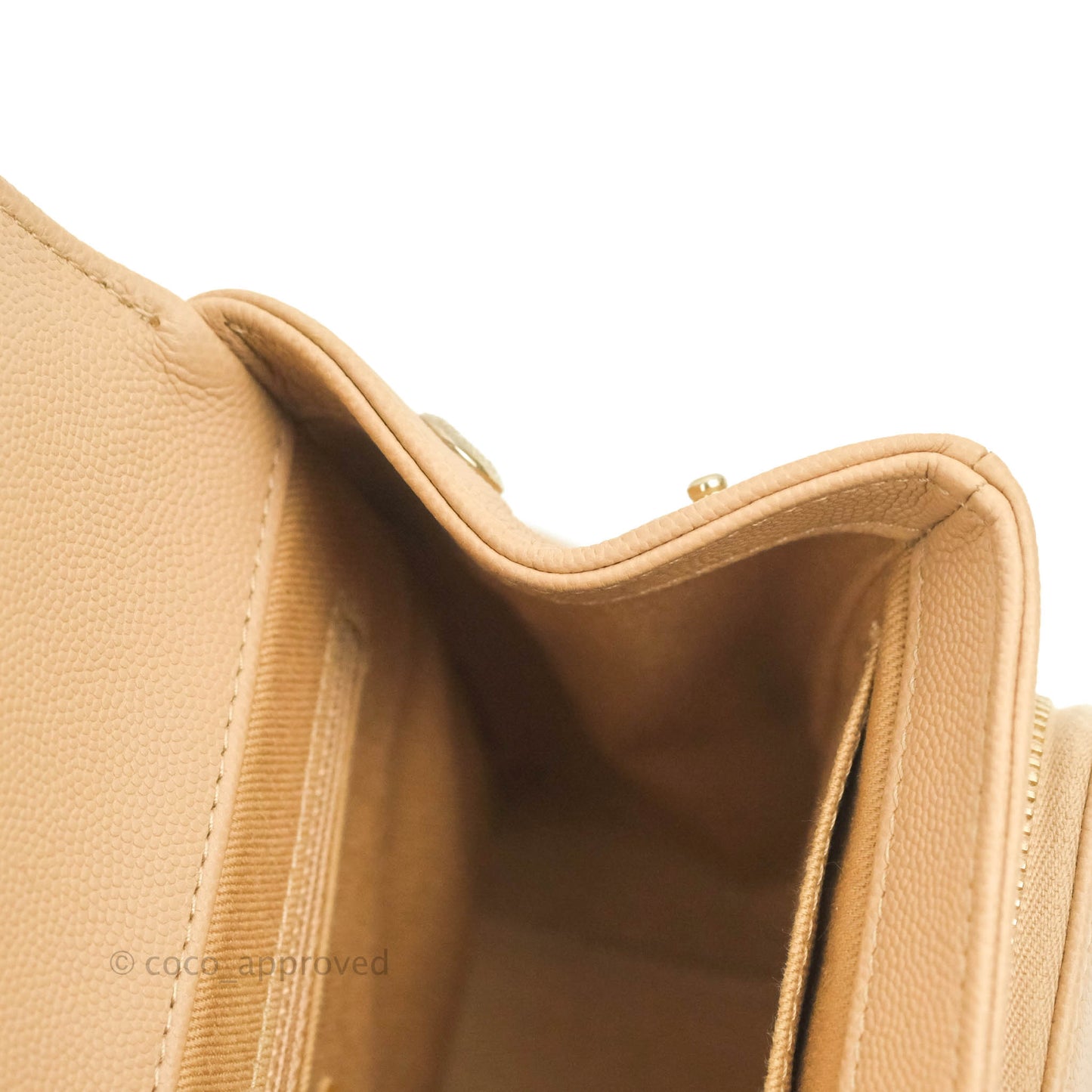 Chanel Quilted Small Business Affinity Flap Beige Caviar Gold Hardware