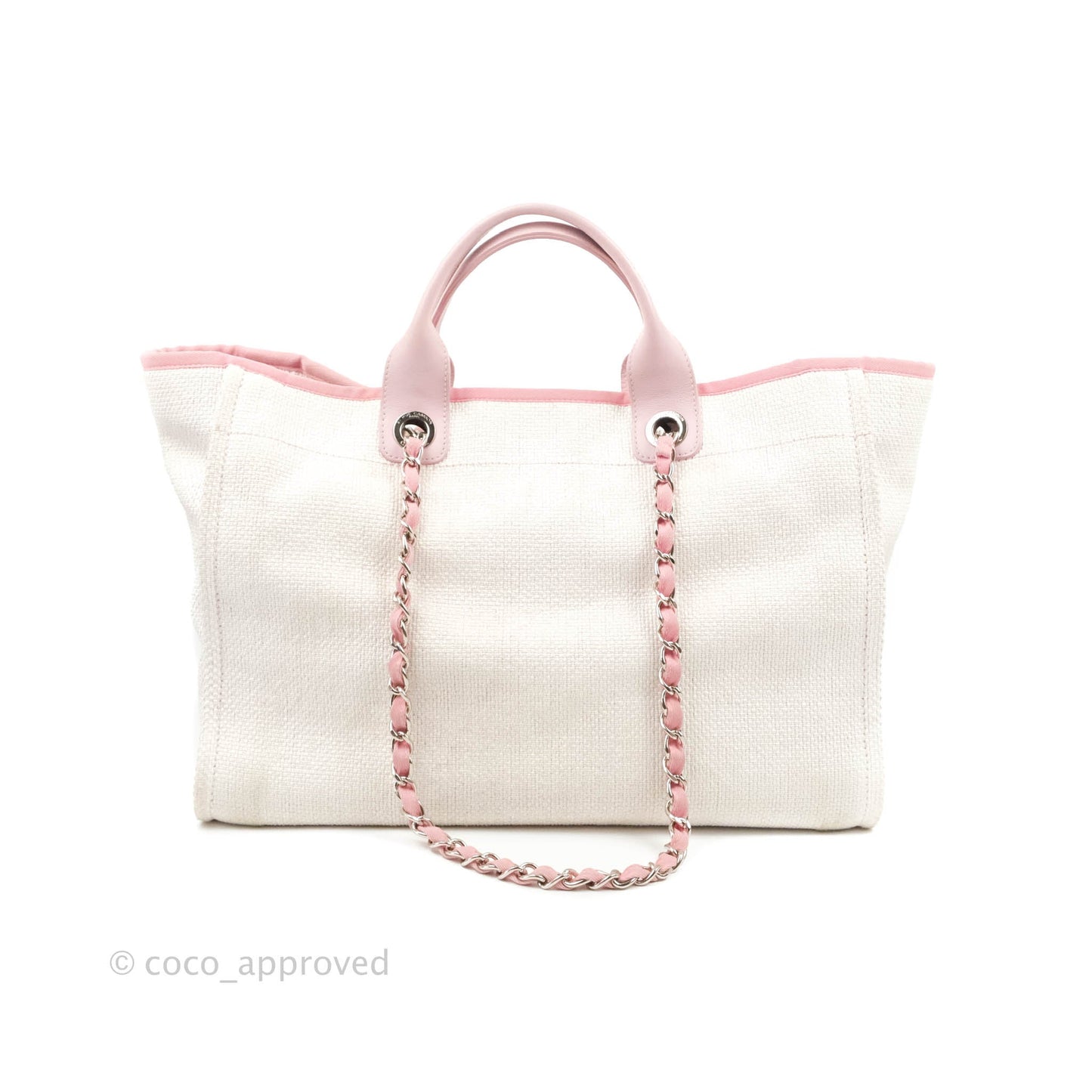 Chanel Large Deauville Pale Pink Canvas Silver Hardware