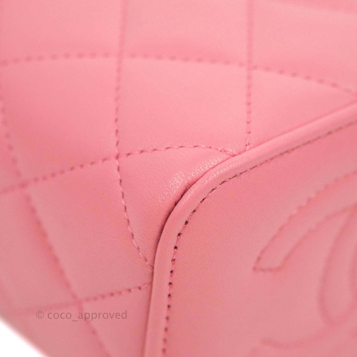 Chanel Mini Top Handle Vanity With Chain Pink Lambskin Gold Hardware