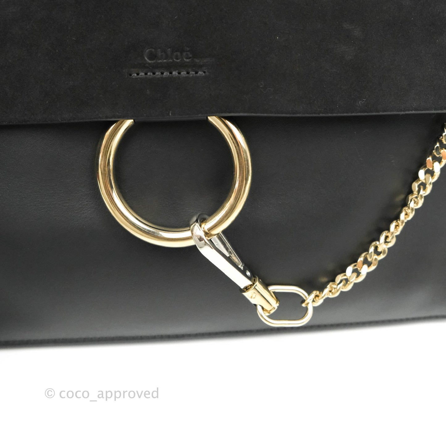 Chloe Medium Faye Shoulder Bag Black Suede Calfskin Leather