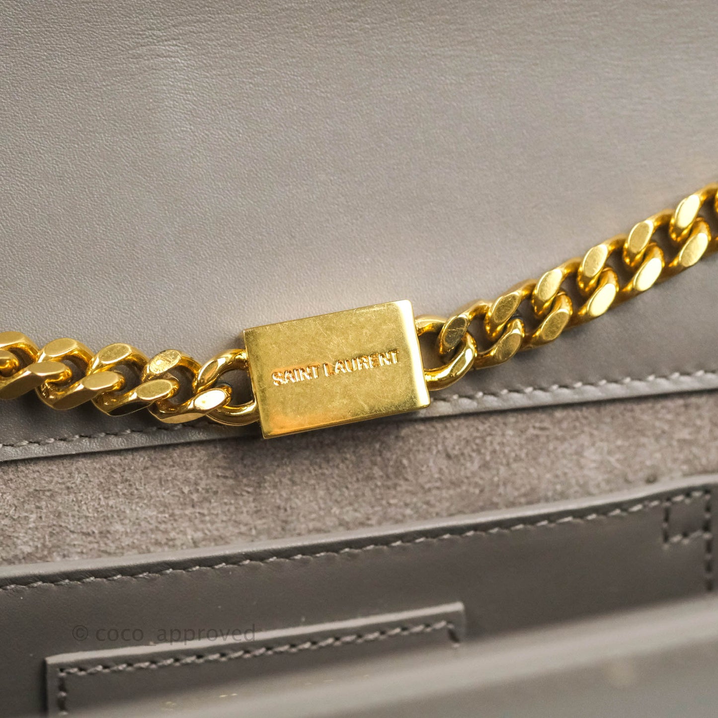 Saint Laurent Medium Kate Tassel Chain Bag Earth Grey Smooth Calfskin Gold Hardware