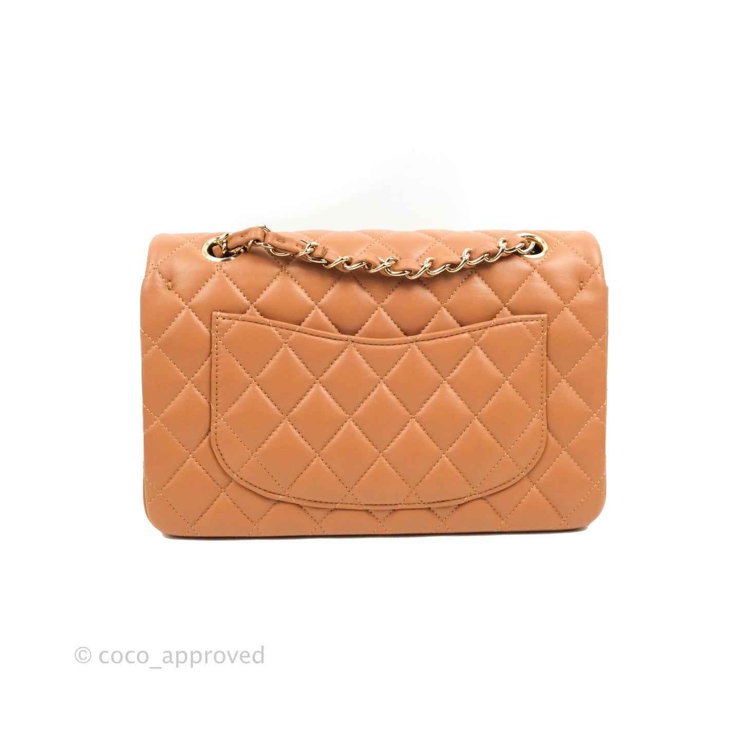 Chanel Small Classic Quilted Flap Dark Beige Caramel Lambskin Gold Hardware