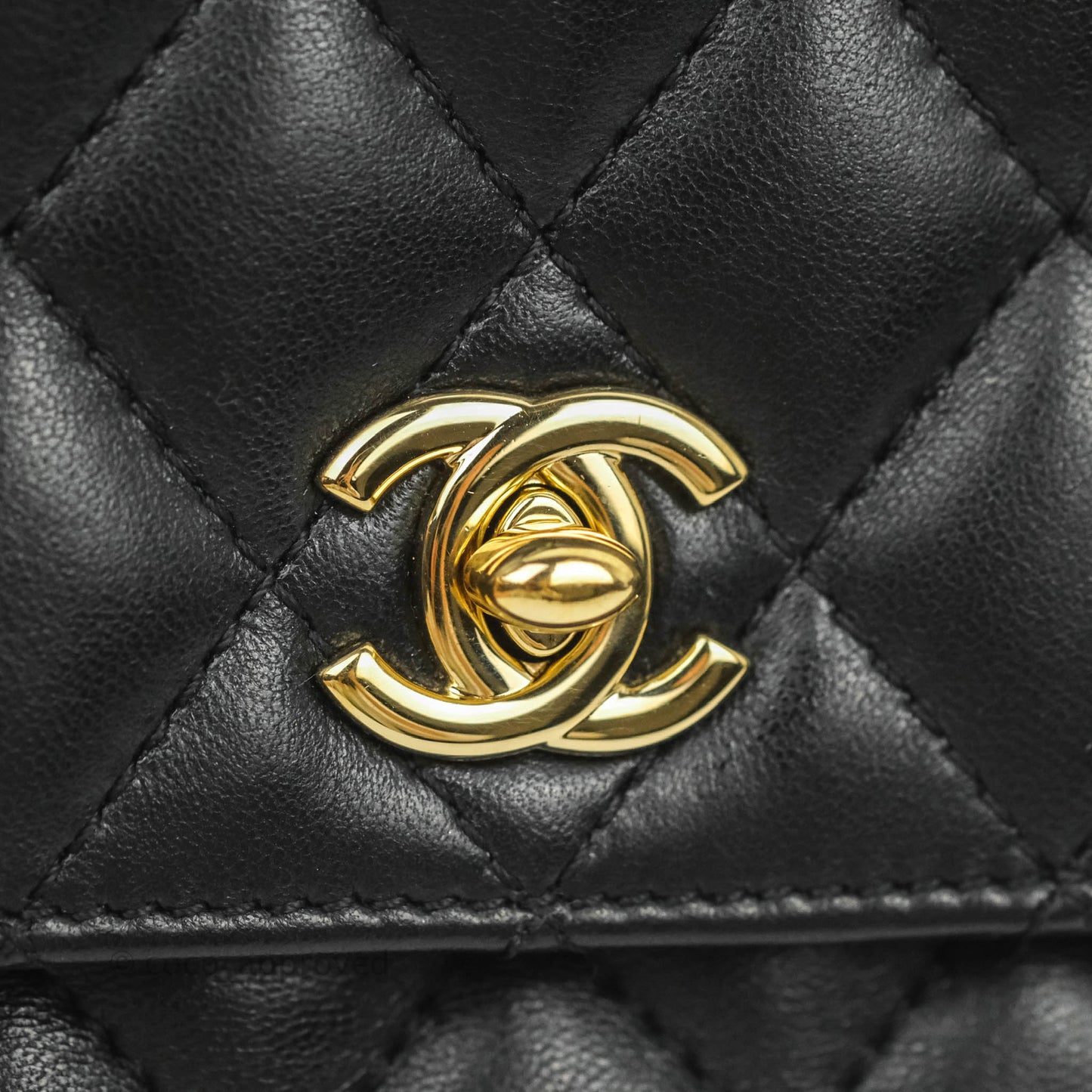 Chanel Classic Twin Flap Bag Side Pack Black Lambskin Gold Hardware