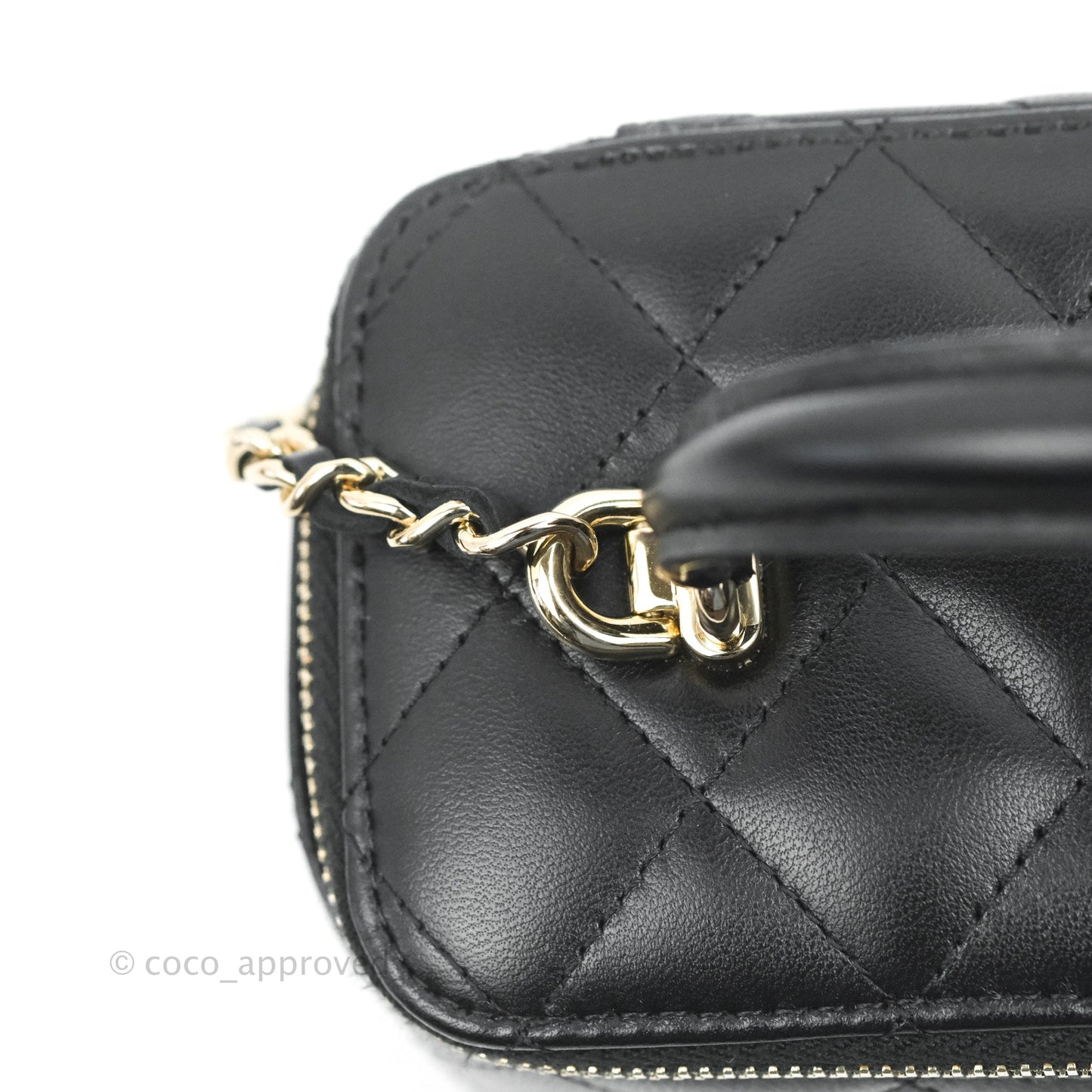 Chanel Vanity Rectangular Top Handle Black Lambskin Gold Hardware
