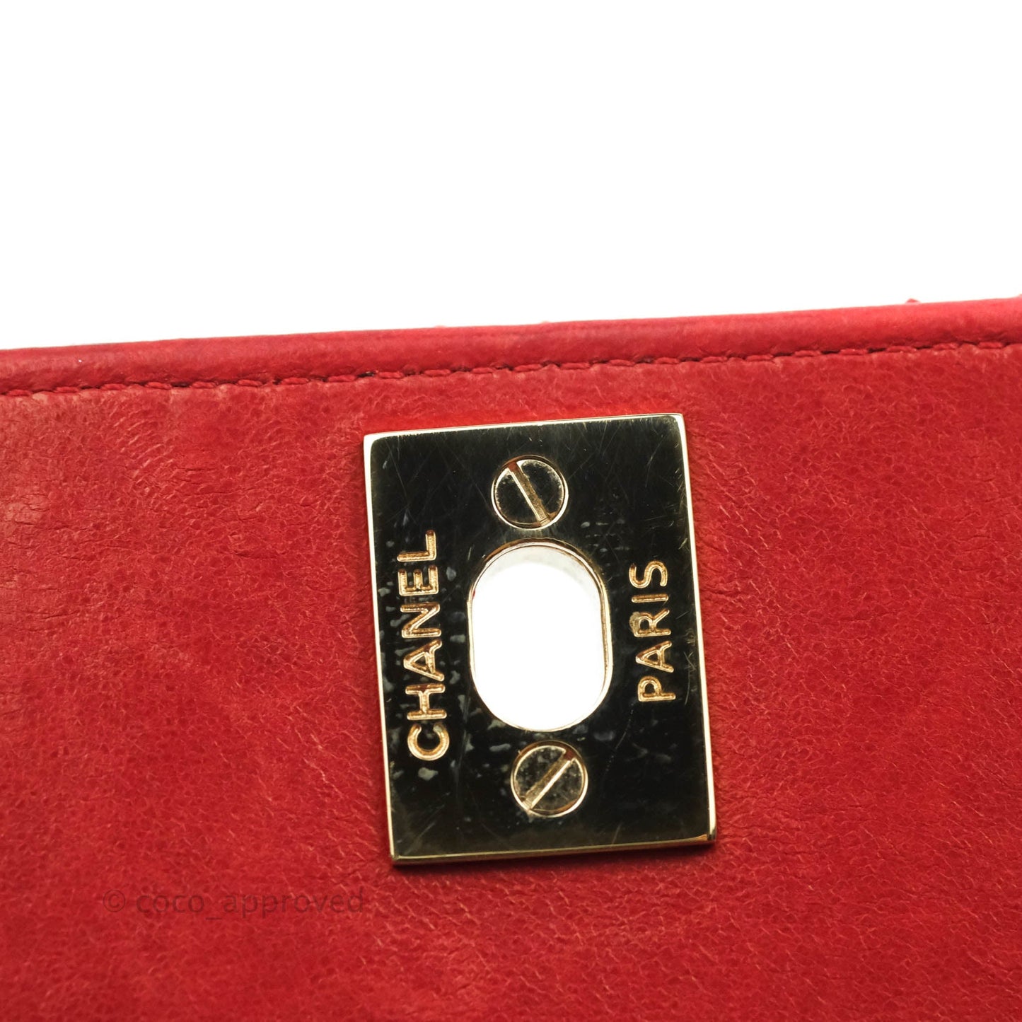 Chanel Flat Quilted Mini Flap Red Box Calfskin Gold Hardware
