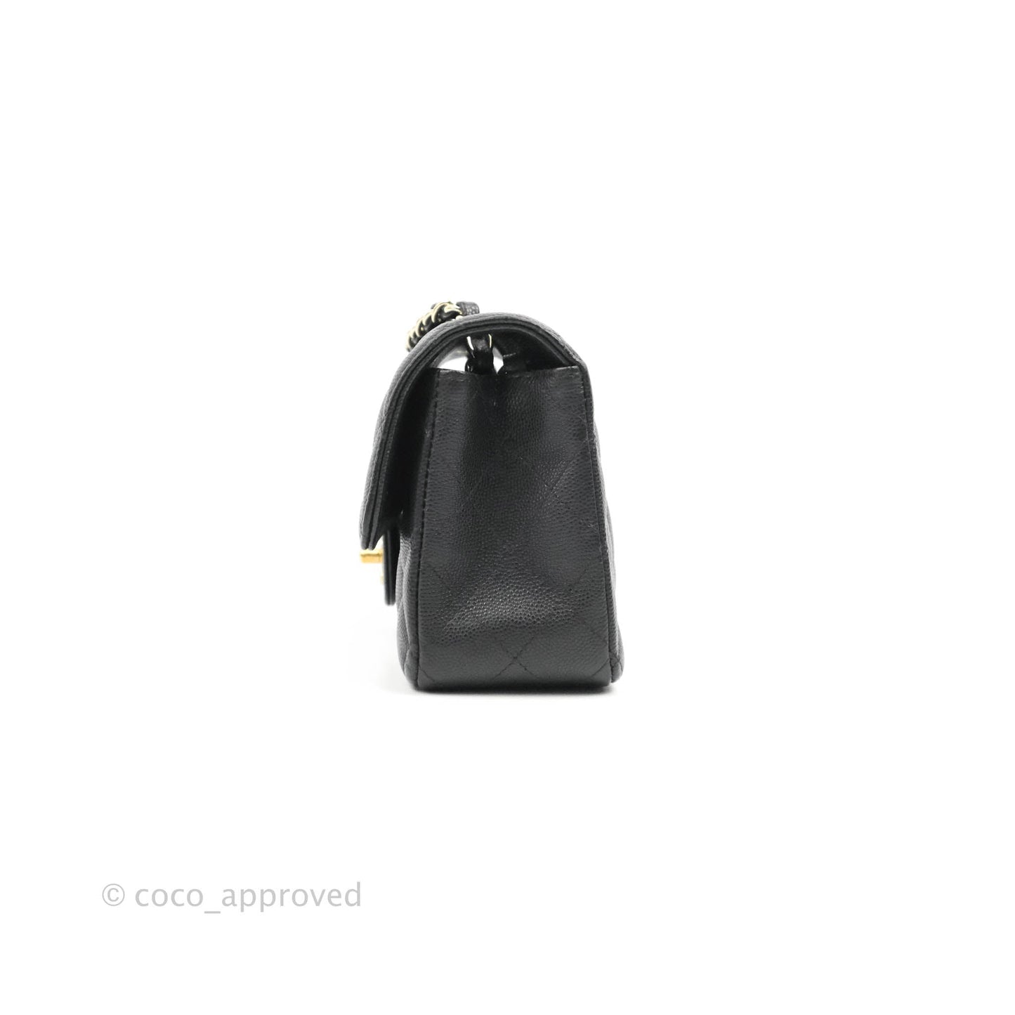 Chanel Classic Mini Rectangular Flap Black Caviar Gold Hardware 17C