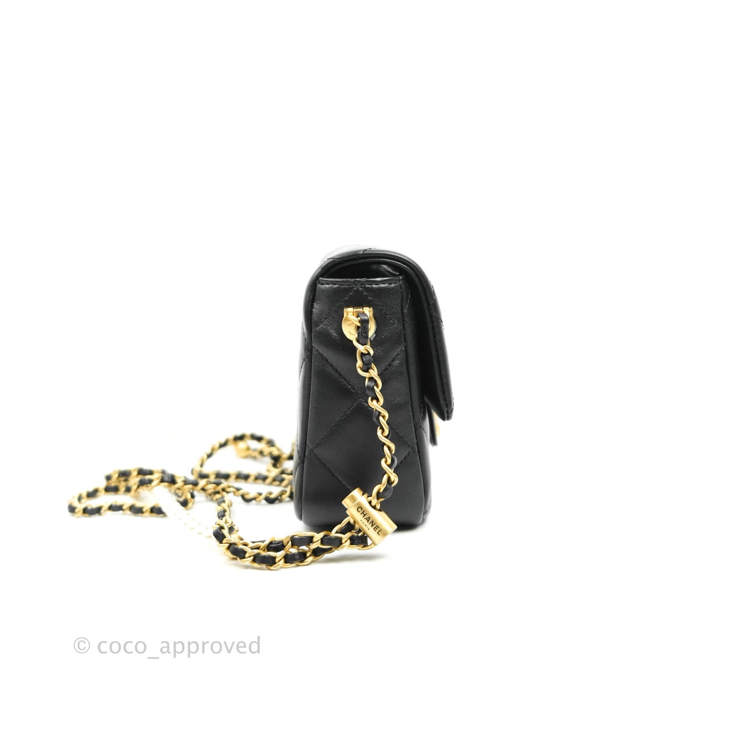 Chanel Quilted My Perfect Mini With Pearl Black Lambskin Gold Hardware
