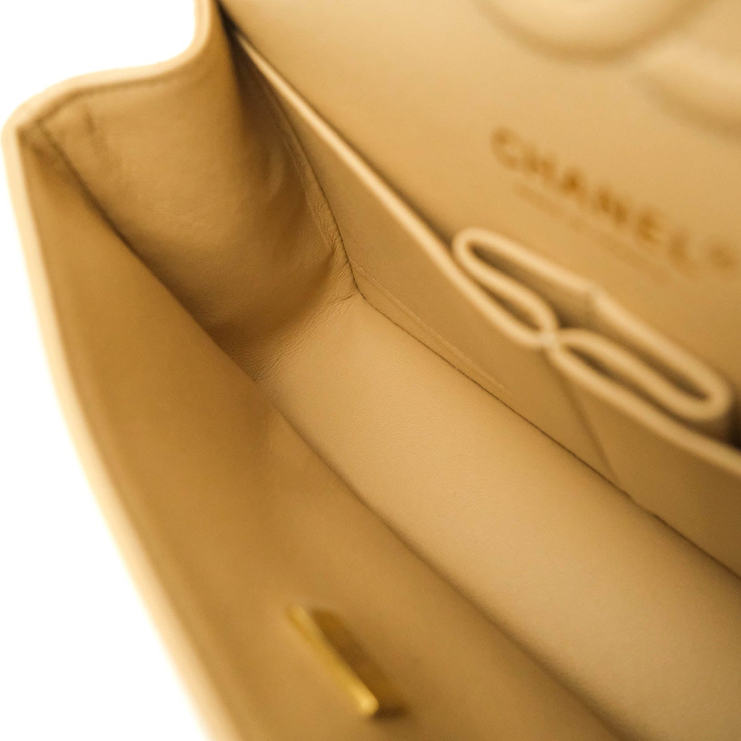 Chanel Small Classic Quilted Flap Beige Caviar Gold Hardware