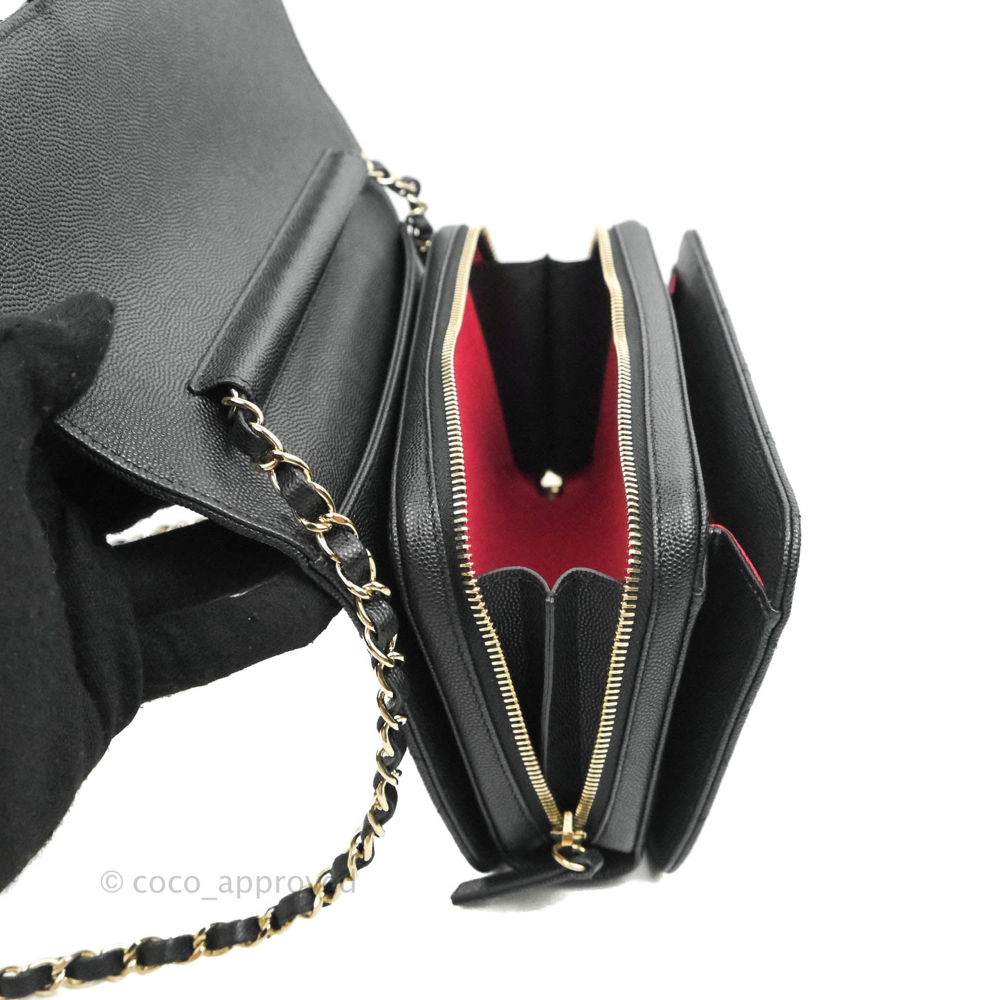 Chanel Quilted Like The Wallet Medium Flap Black Caviar Gold Hardware 22C