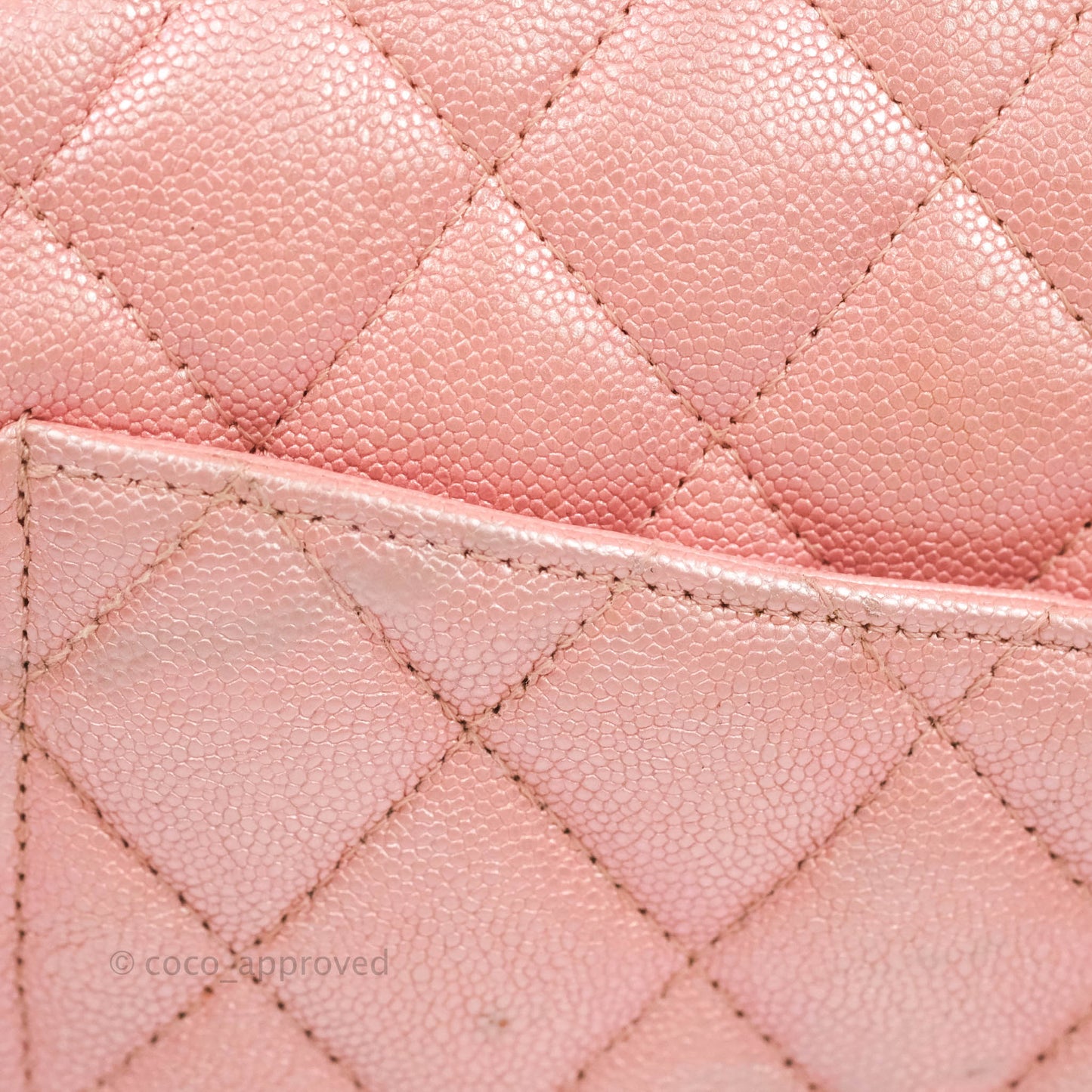 Chanel Small Classic Quilted Flap Iridescent Pink Caviar Gold Hardware 19S