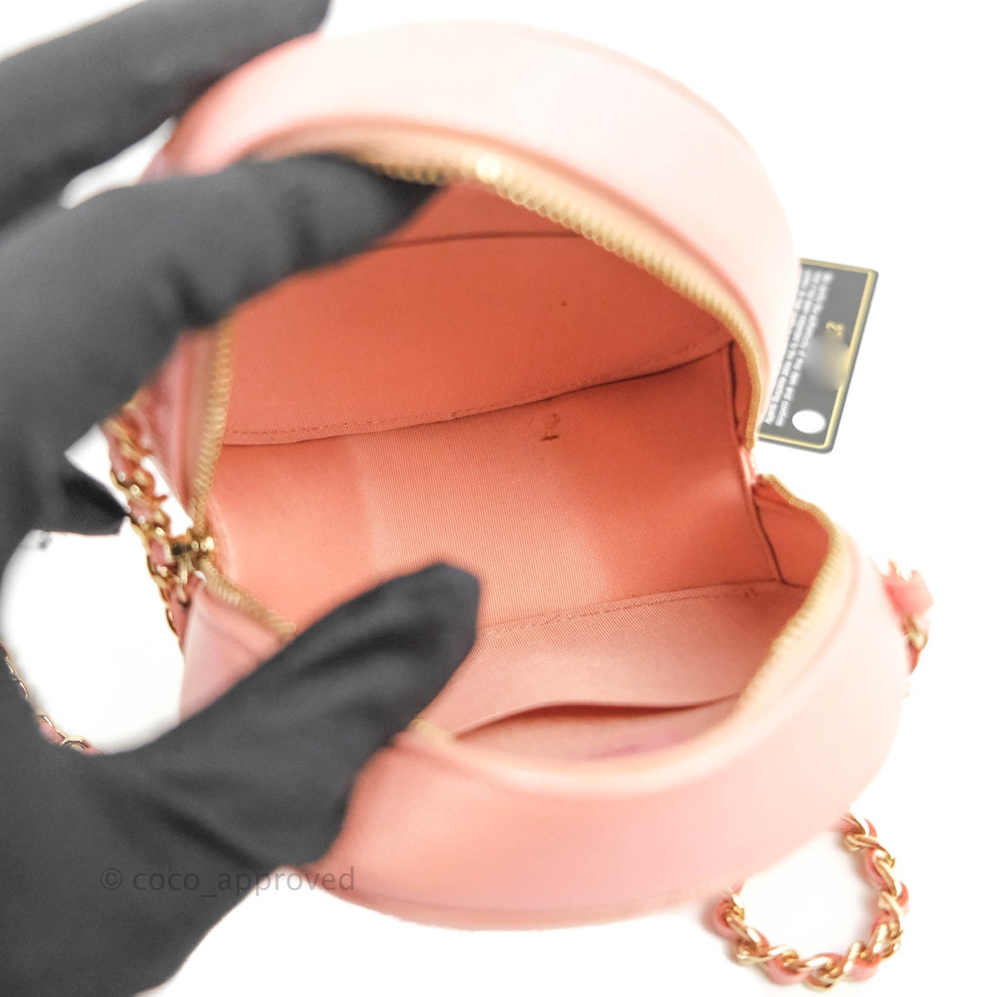 Chanel Classic Quilted Round Clutch With Chain Iridescent Pink Caviar Gold Hardware 19S