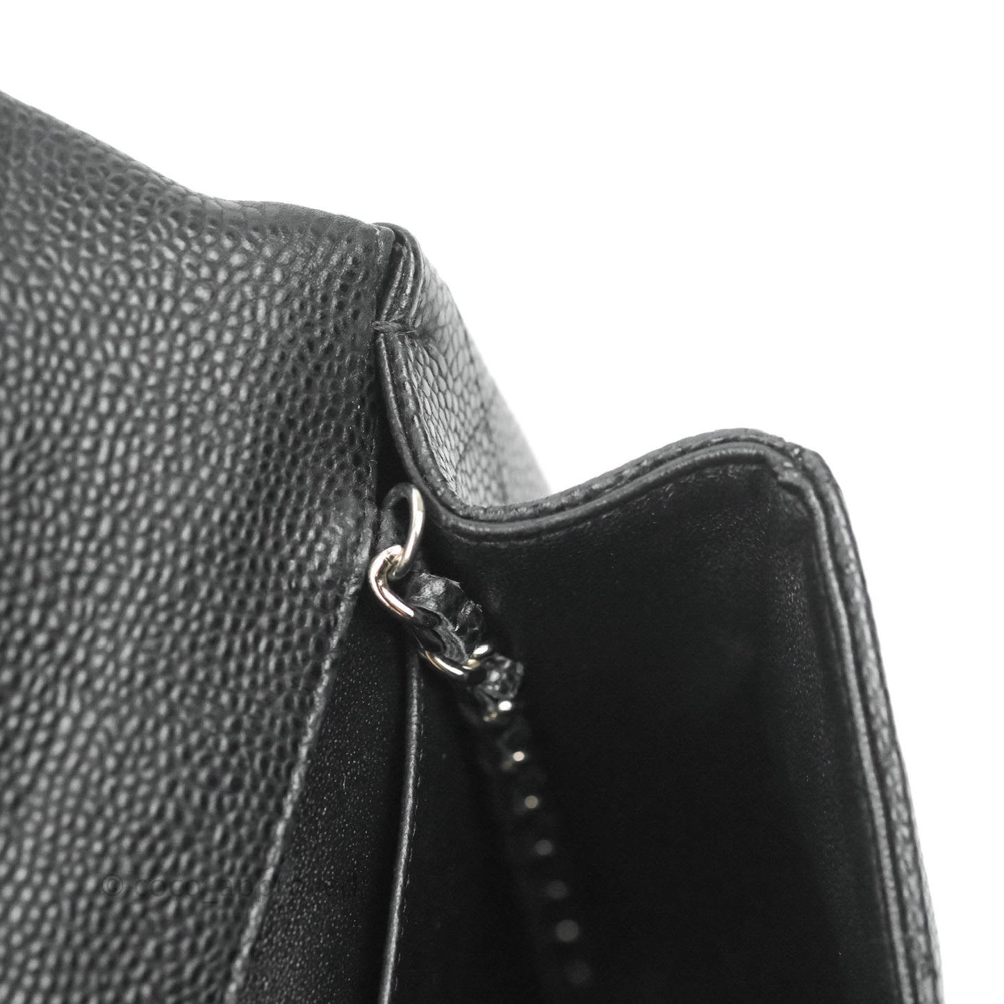 Chanel Quilted Clutch with Chain Black Caviar Silver Hardware