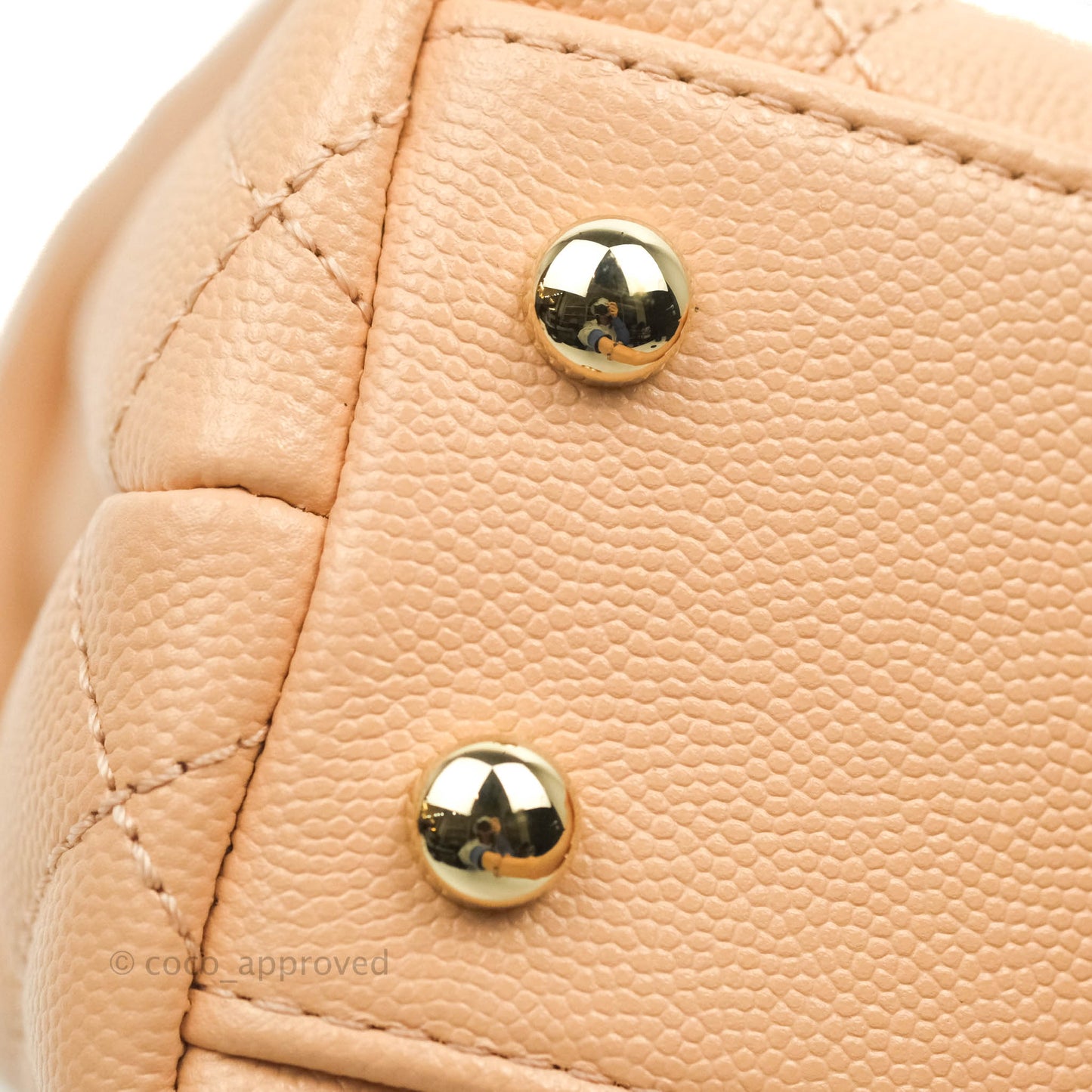 Chanel Mini Coco Handle Quilted Light Beige Pink Caviar Gold Hardware
