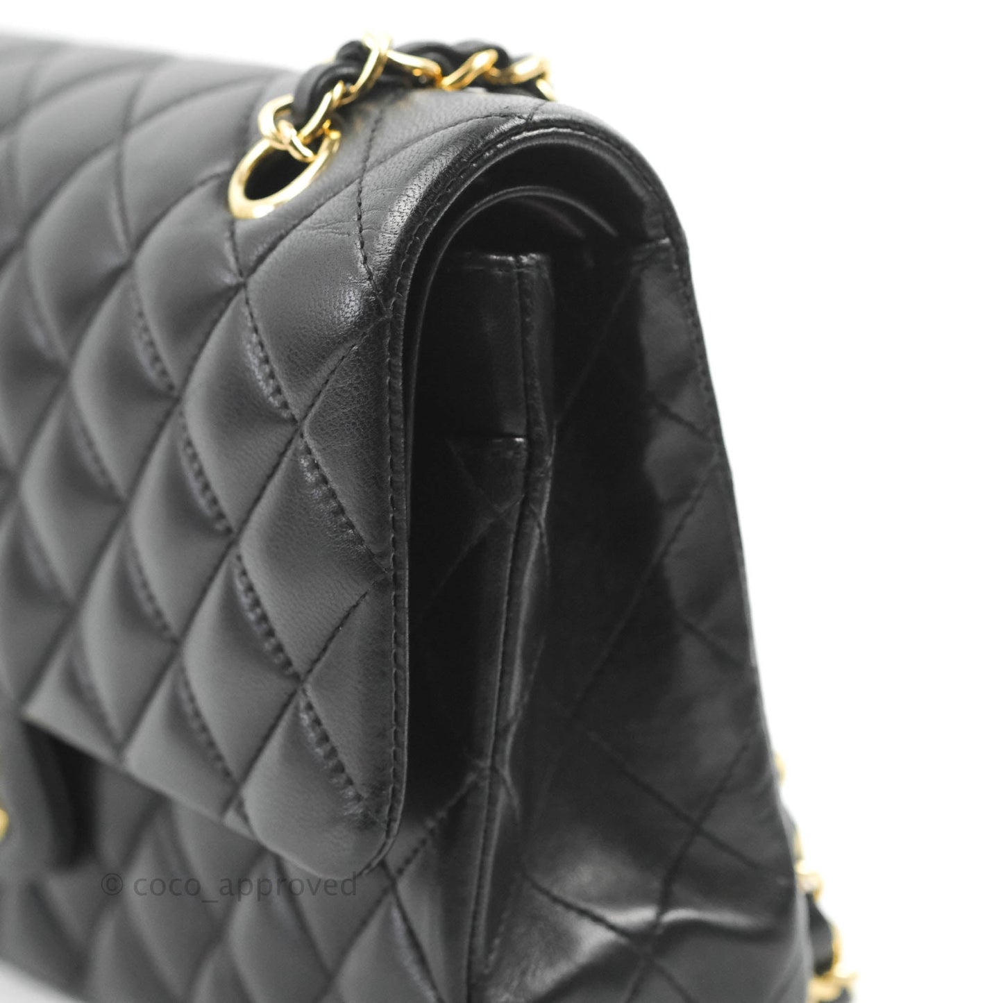 Chanel Classic M/L Medium Flap Quilted Black Lambskin Gold Hardware