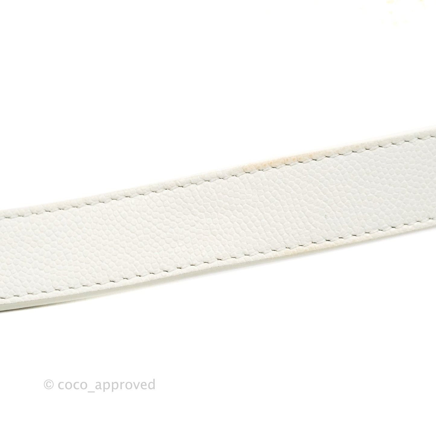 Chanel Mini Flap with Coin Charm White Caviar Aged Gold Hardware 22A