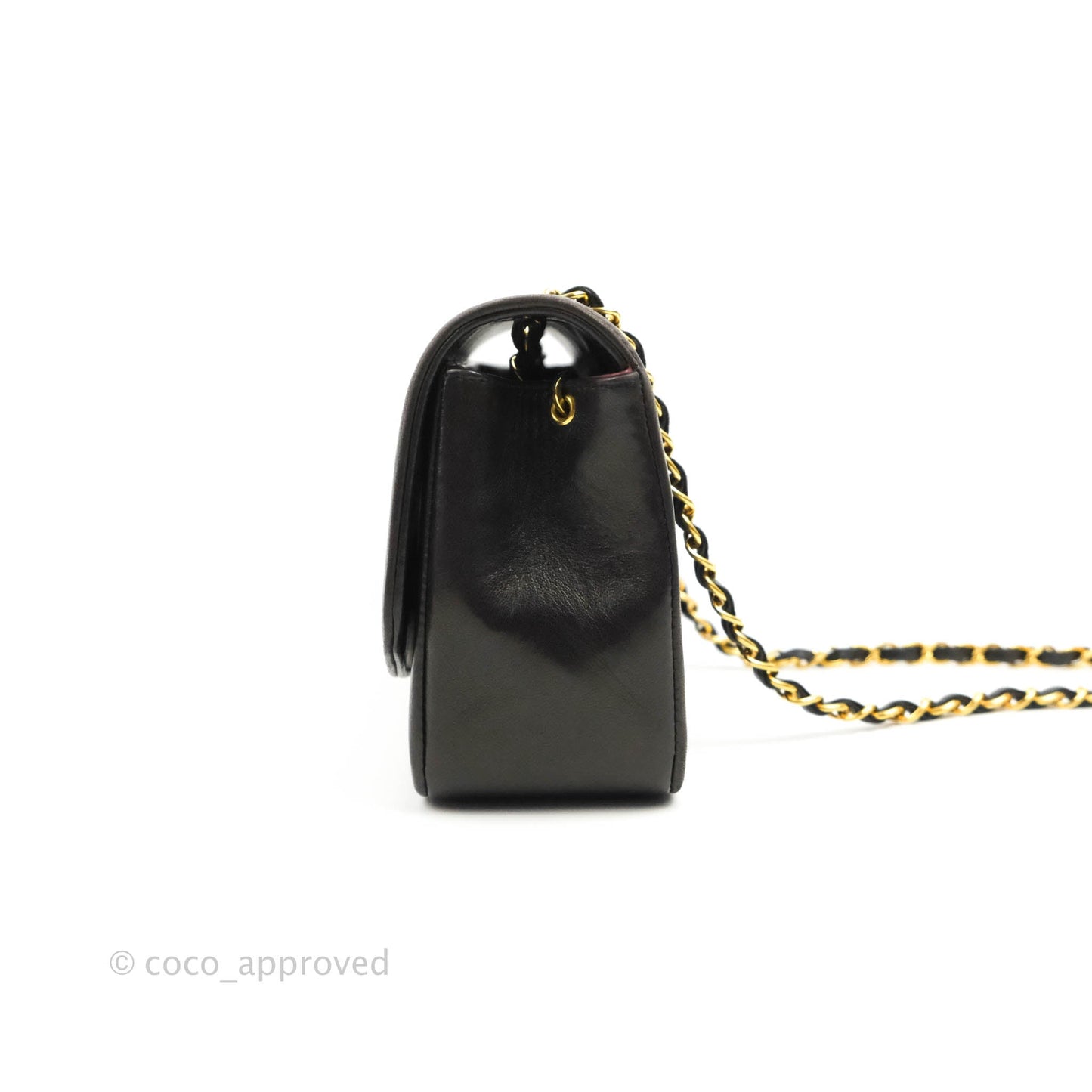 Chanel Vintage Small Quilted Classic Diana Flap Bag Black Lambskin 24K Gold Hardware