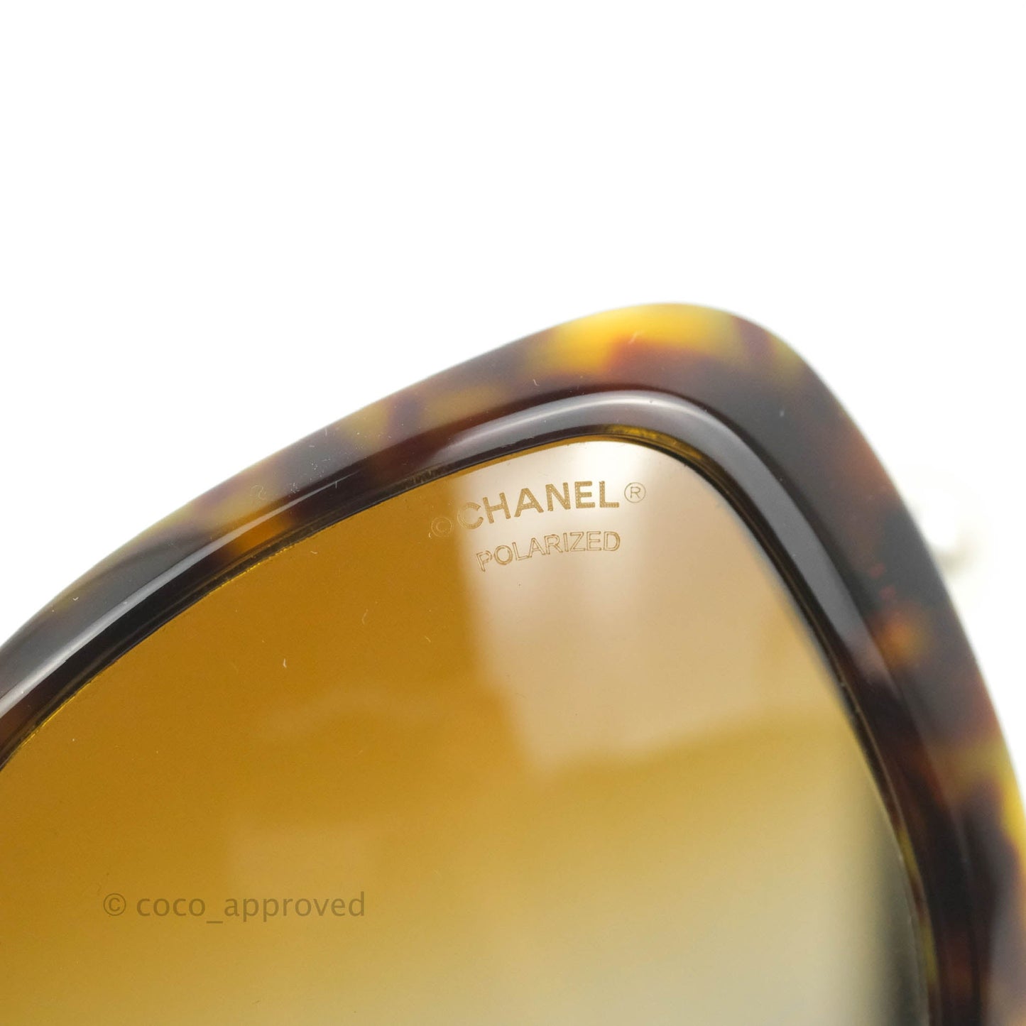 Chanel Tortoise Shell Oversized Frame Pearl CC Sunglasses