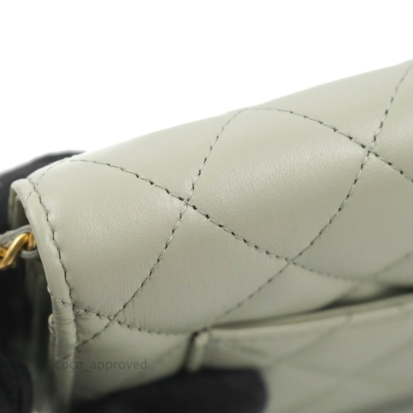 Chanel Quilted Pearl Crush Wallet on Chain WOC Light Grey Lambskin Aged Gold Hardware 22C