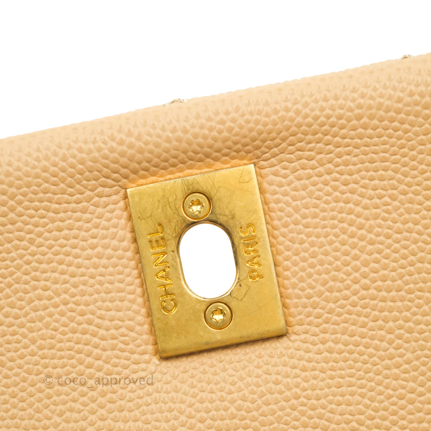 Chanel Small Coco Handle Quilted Beige Caviar Gold Hardware Lizard Embossed Handle