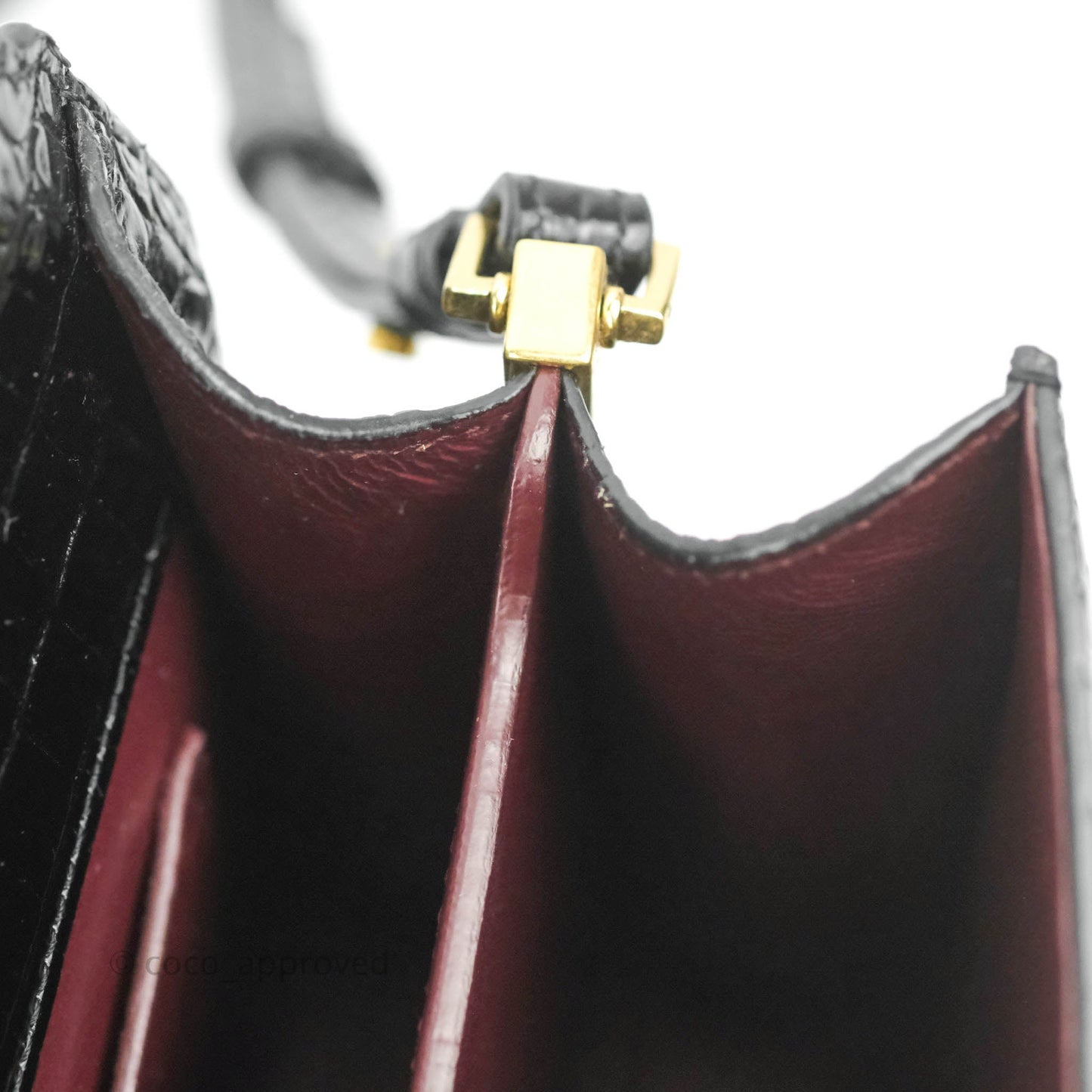 Saint Lauren Cassandra Mini Top Handle Bag Black Crocodile-embossed Shiny Calfskin