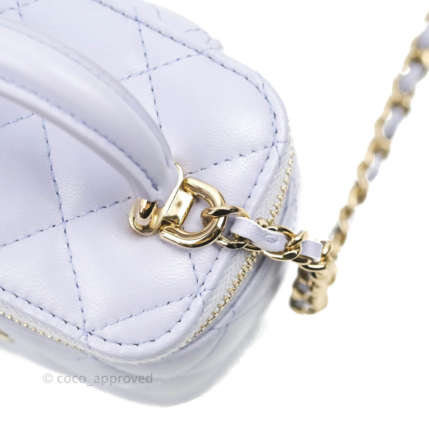 Chanel Mini Top Handle Vanity With Chain Lilac Lambskin Gold Hardware