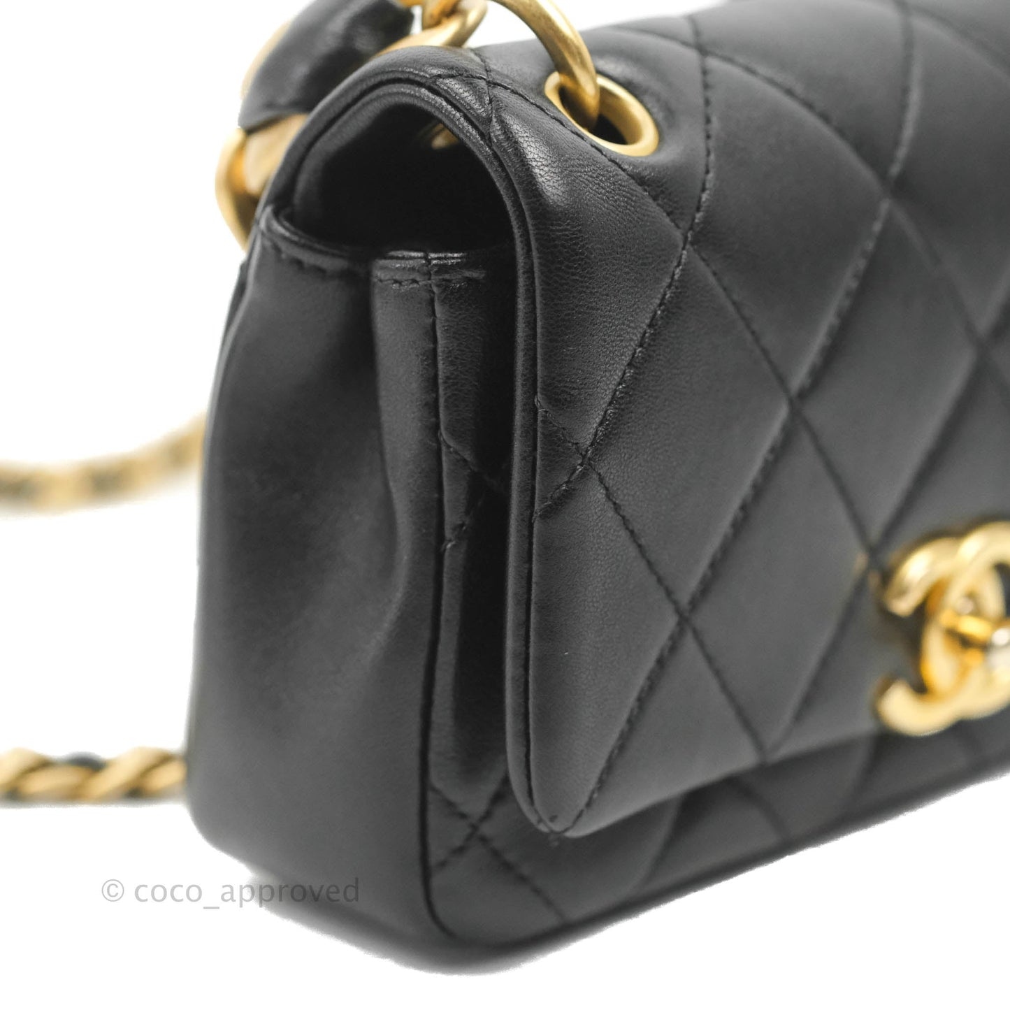 Chanel Entwined Chain Bag Black Lambskin Aged Gold Hardware