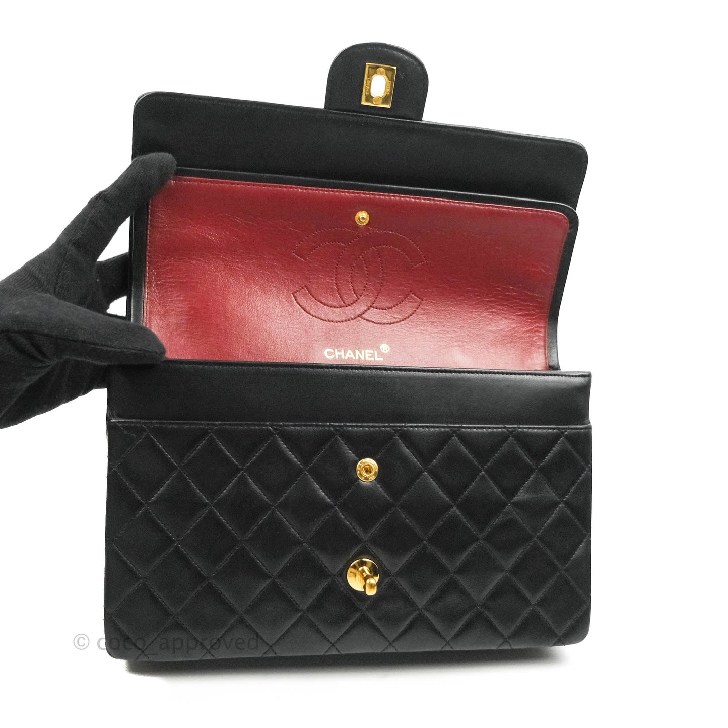 Chanel Classic Double Flap Vintage Black Lambskin 24K Gold Hardware