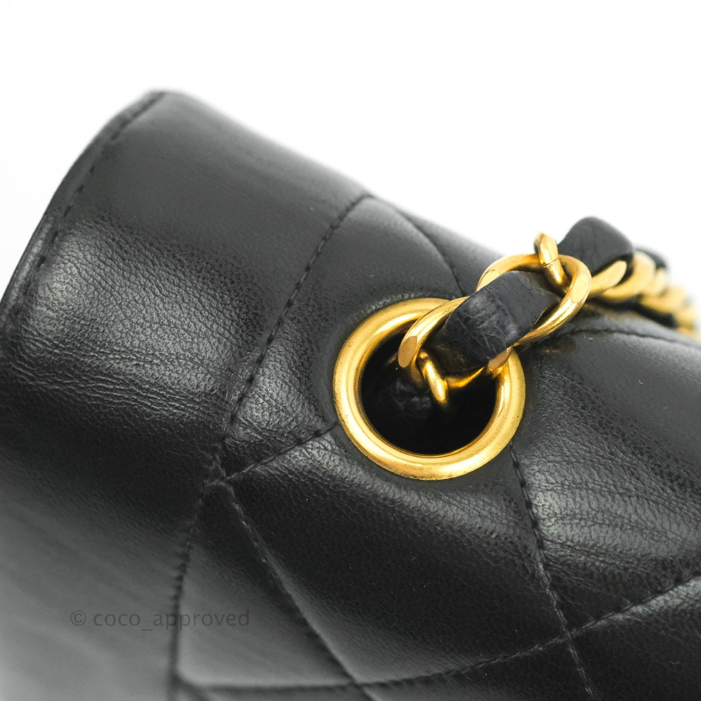 Chanel Black Quilted Lambskin Small Vintage Classic Diana Flap 24K Gold Hardware