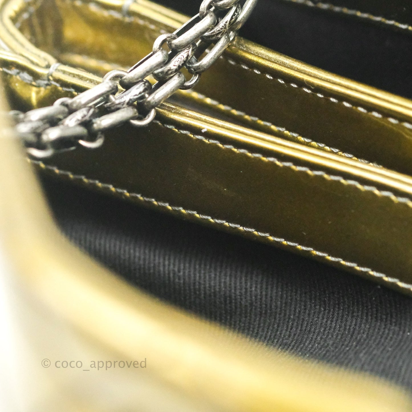 Chanel Small Mademoiselle Bowling Gradient Gold Patent Ruthenium Hardware
