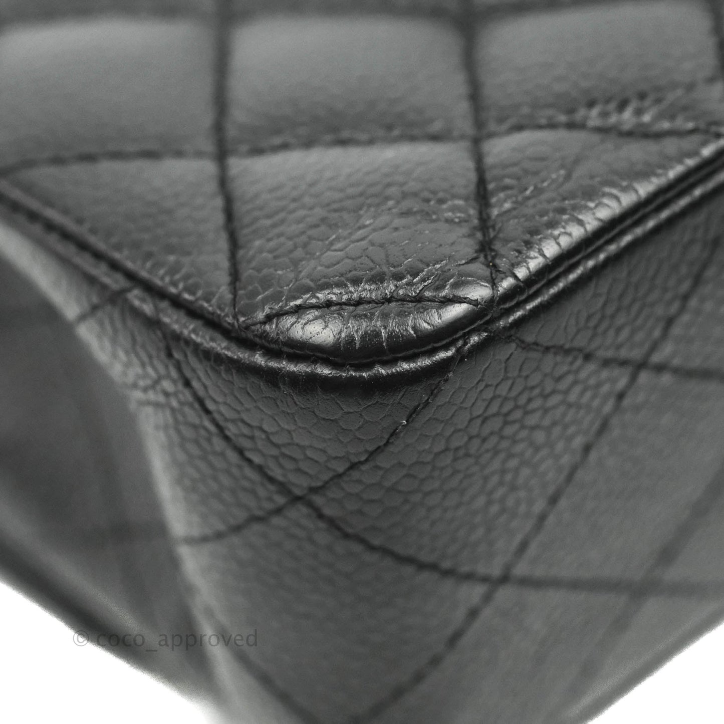 Chanel Vintage Classic M/L Medium Flap Quilted Black Caviar 24K Gold Hardware