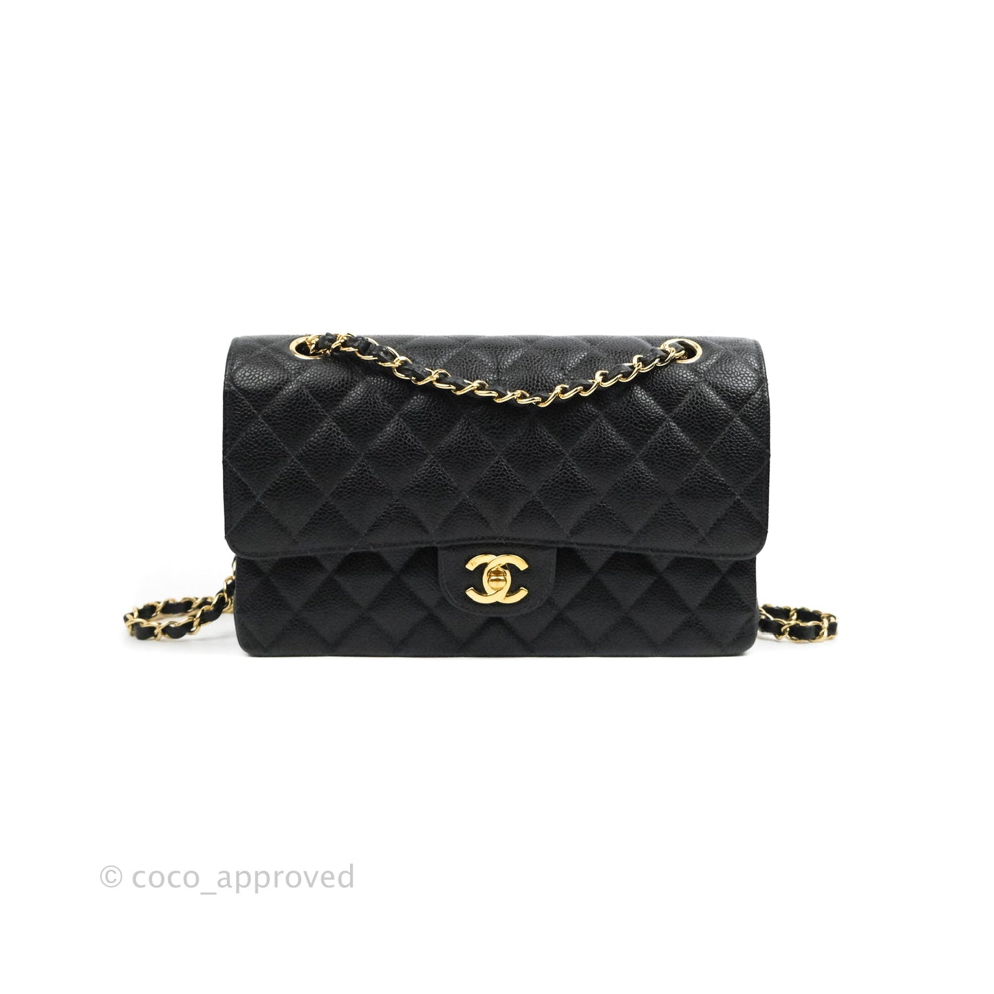 Chanel Classic M/L Medium Flap Quilted Black Caviar 24K Gold Hardware