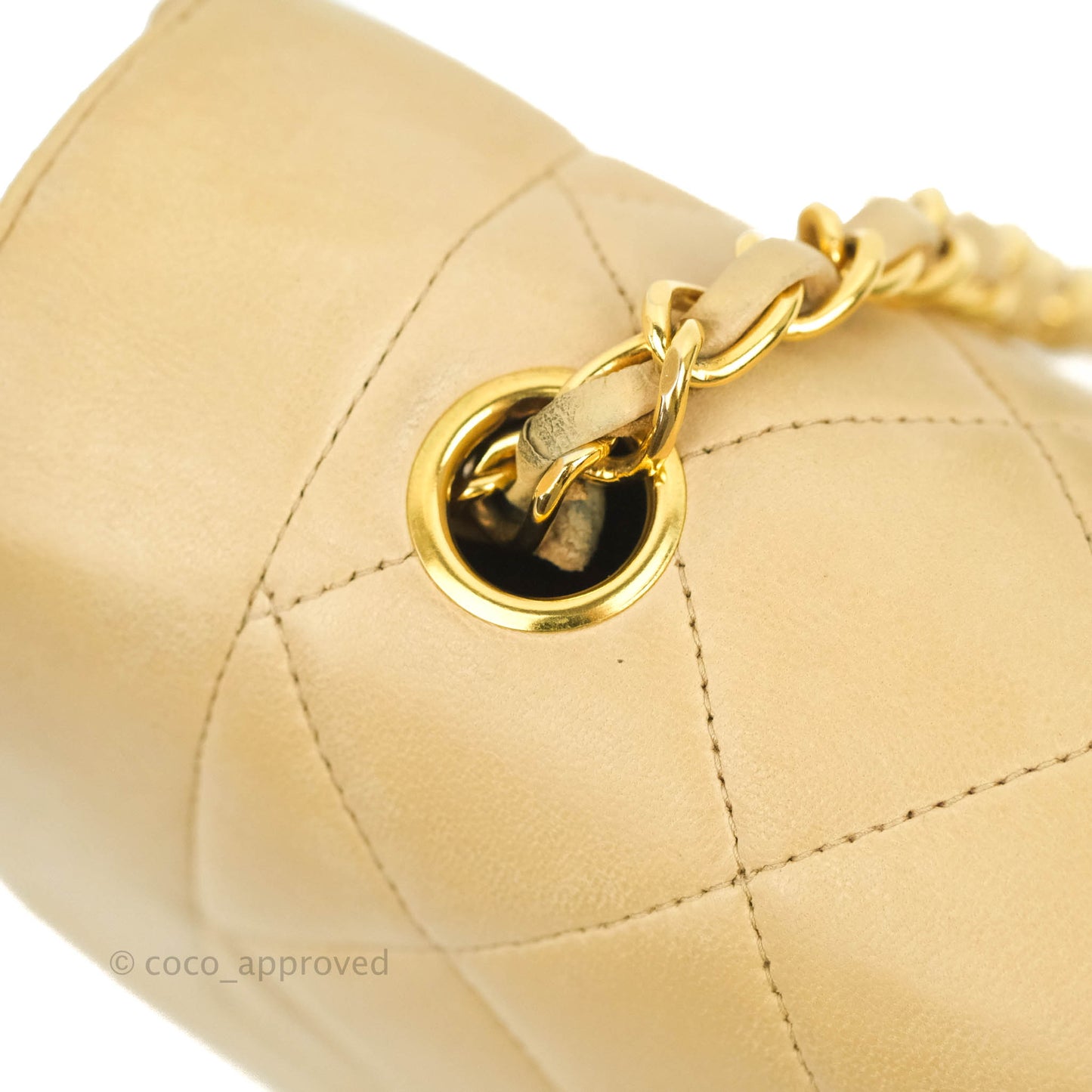 Chanel Vintage Small Quilted Classic Diana Flap Bag Beige Lambskin 24K Gold Hardware