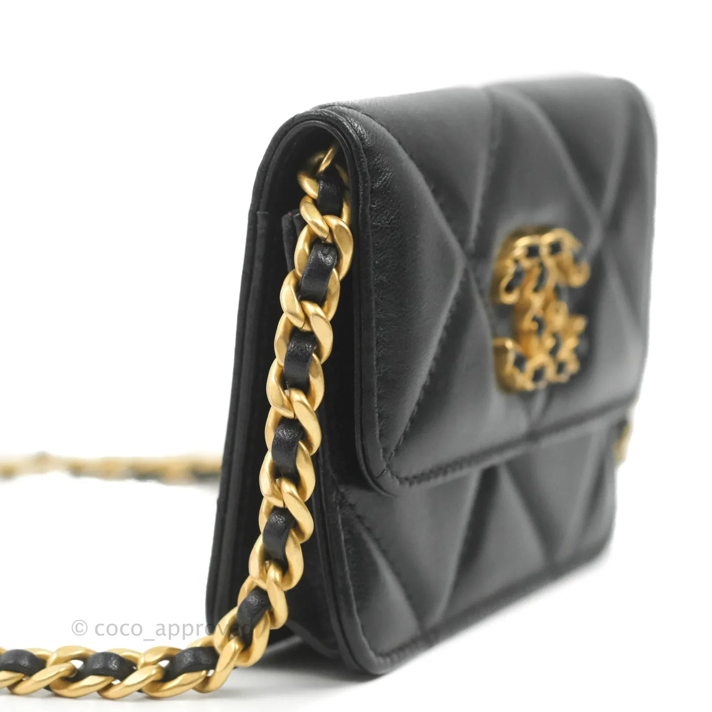 Chanel 19 Card Holder With Chain Black Mixed Hardware
