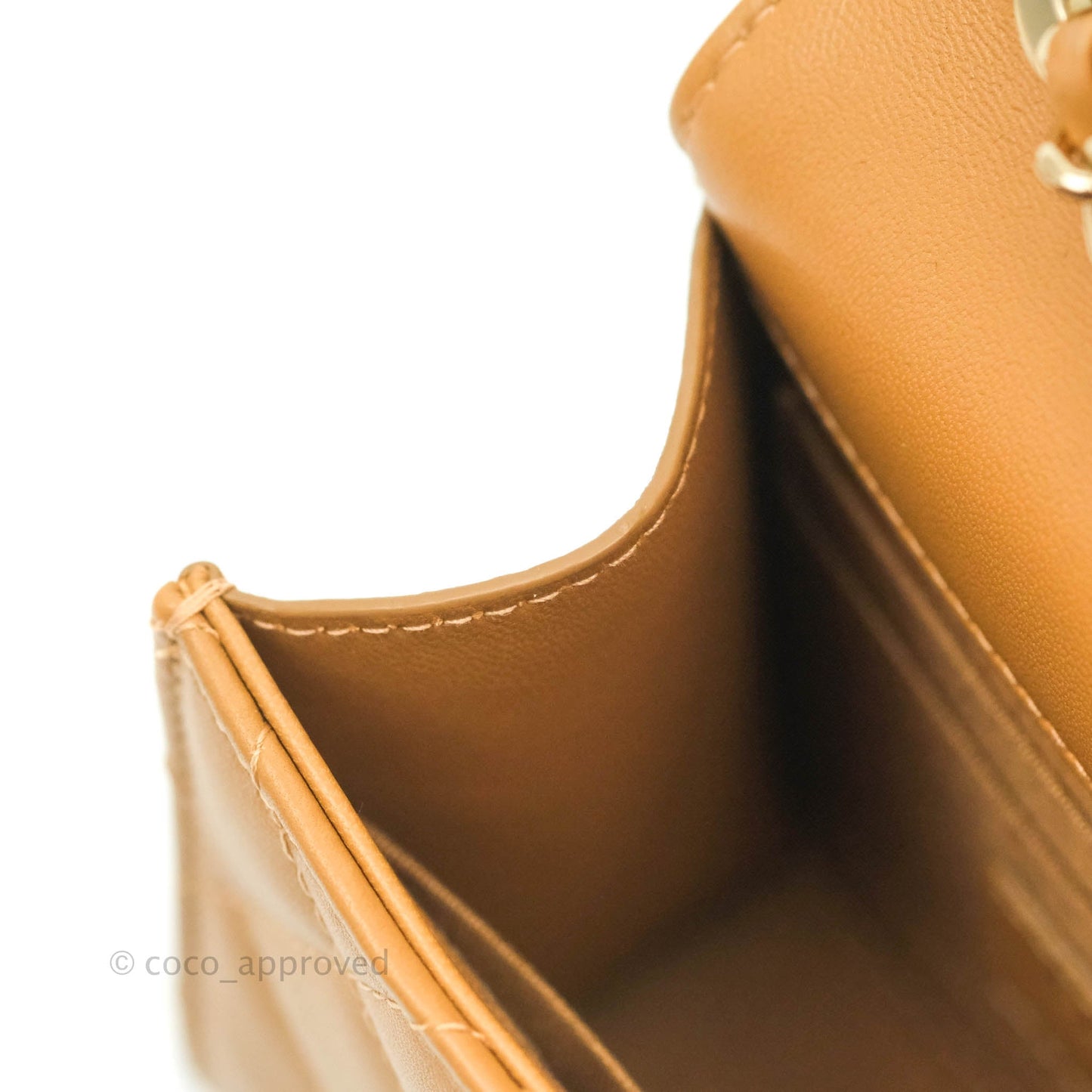 Chanel Mini Quilted Trendy CC Clutch With Chain Caramel Dark Beige Lambskin Gold Hardware