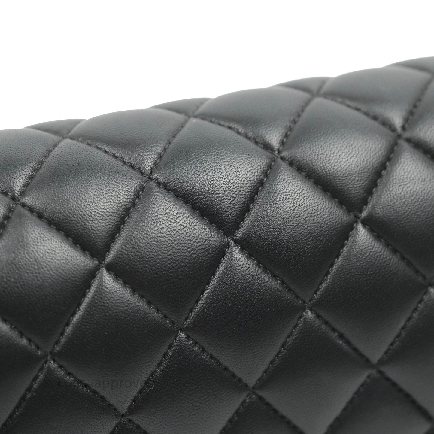 Chanel Classic M/L Medium Flap Quilted Black Lambskin Silver Hardware
