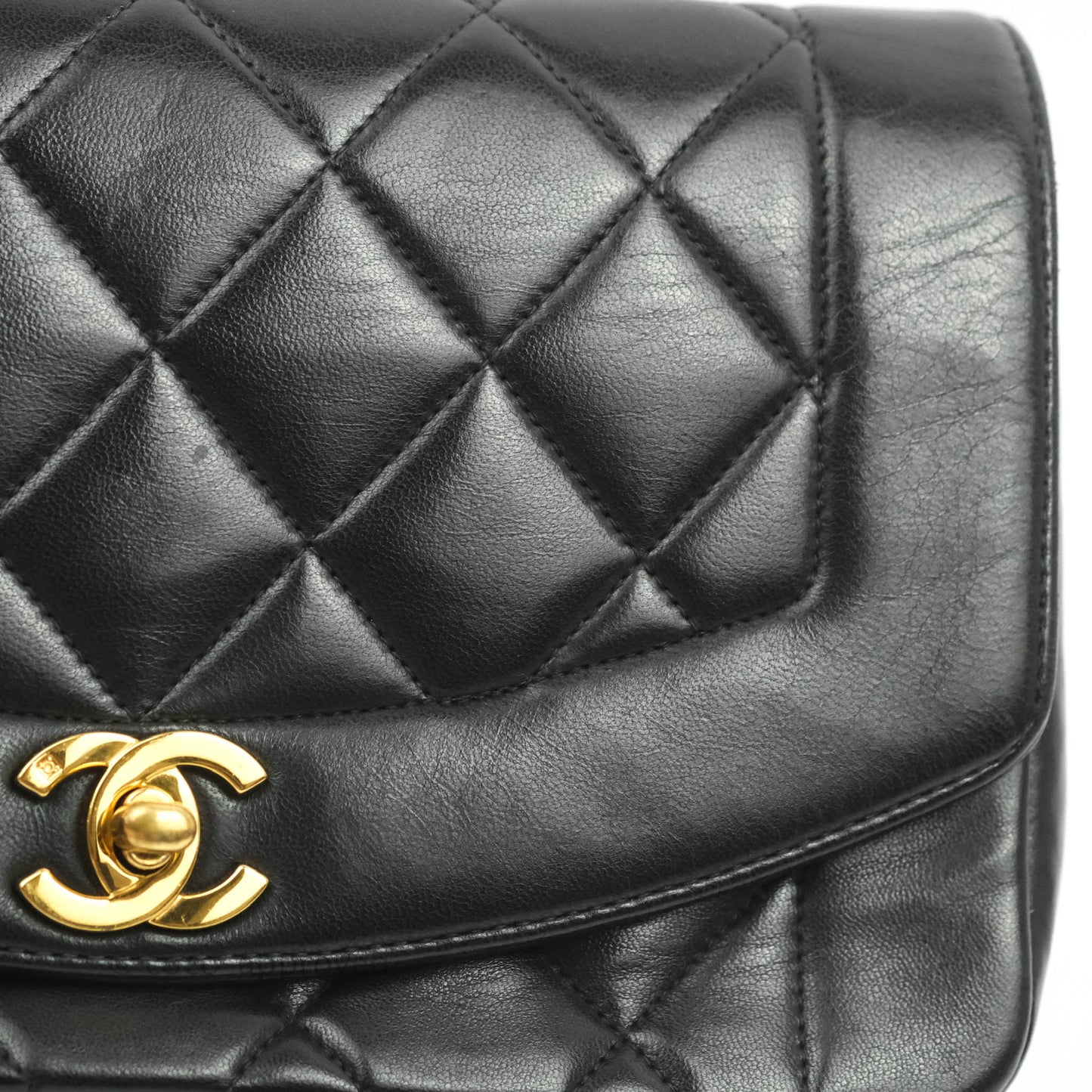 Chanel Black Quilted Lambskin Small Vintage Classic Diana Flap 24K Gold Hardware