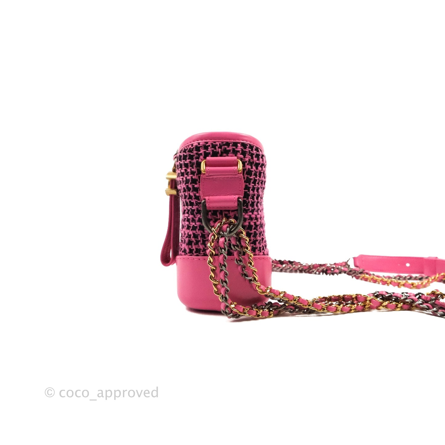 Chanel Small Gabrielle Hobo Pink/Black Tweed Mixed Hardware