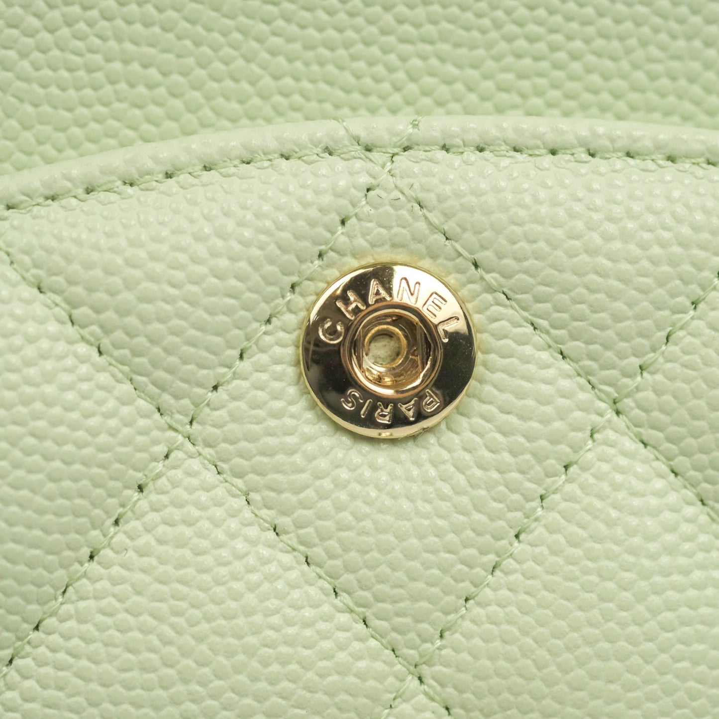Chanel Small Classic Quilted Flap Mint Green Caviar Gold Hardware 22C