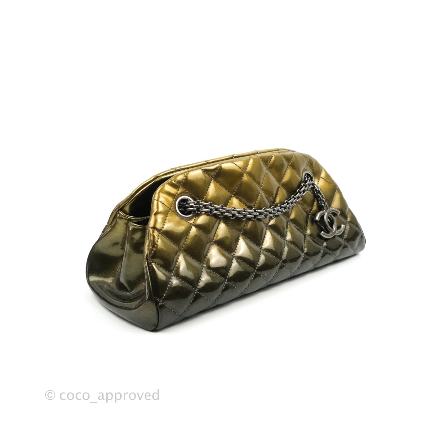 Chanel Small Mademoiselle Bowling Gradient Gold Patent Ruthenium Hardware