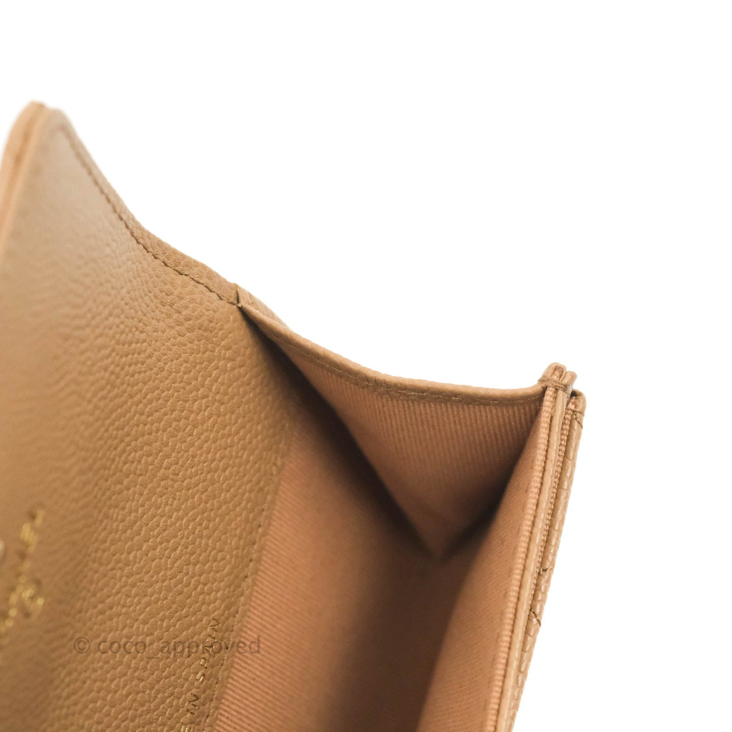 Chanel Quilted Flap Card Holder Dark Beige Caviar Gold Hardware