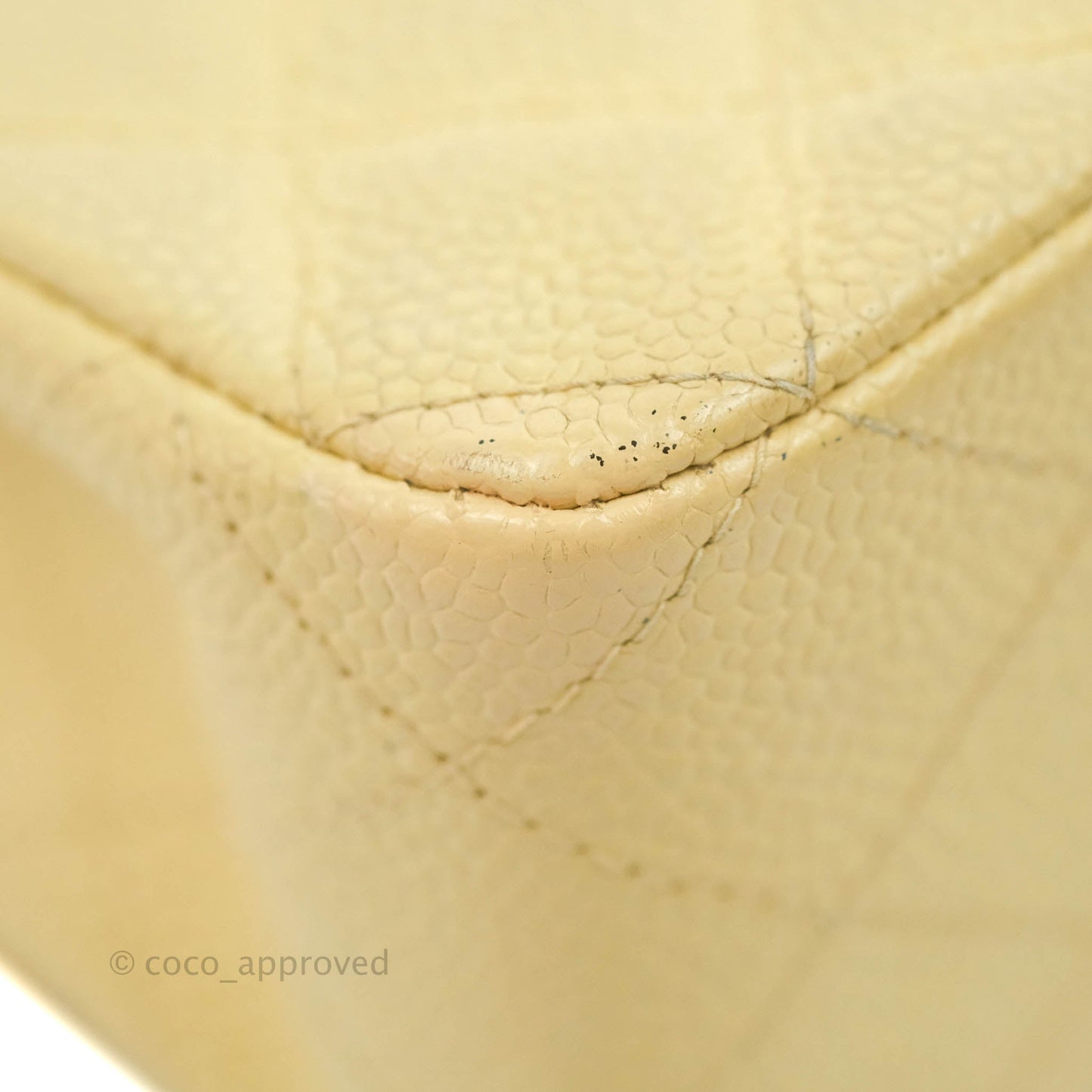 Chanel Vintage Classic M/L Medium Double Flap Bag Beige Caviar 24K Gold Hardware
