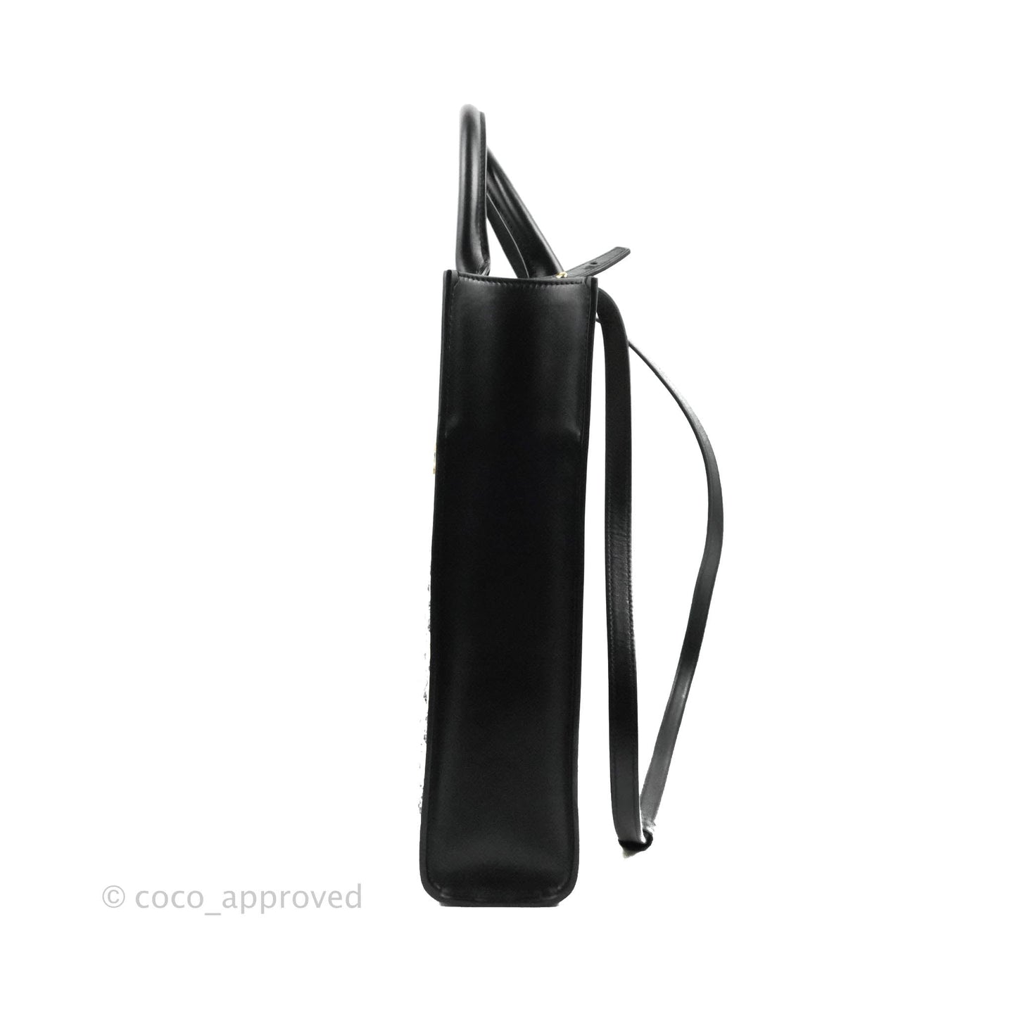 Celine Small Cabas Vertical Tote Triomphe Embroidery Black Textlie